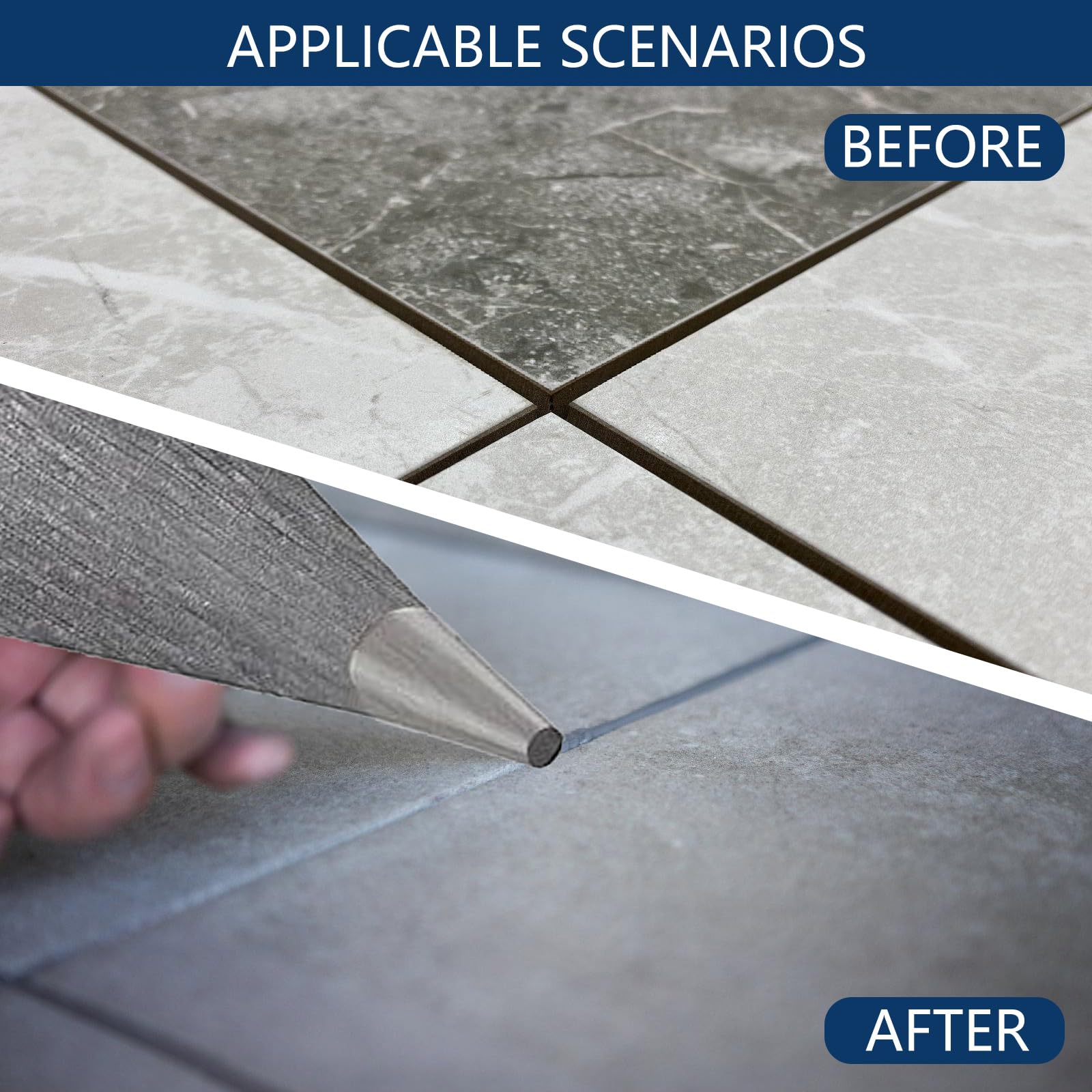 Dispensador de lechada reutilizable con distribuidor ergonómico de mortero antisuciedad para juntas de hormigón y renovación de azulejos, bolsa de mortero de piel sintética, embudo de acero