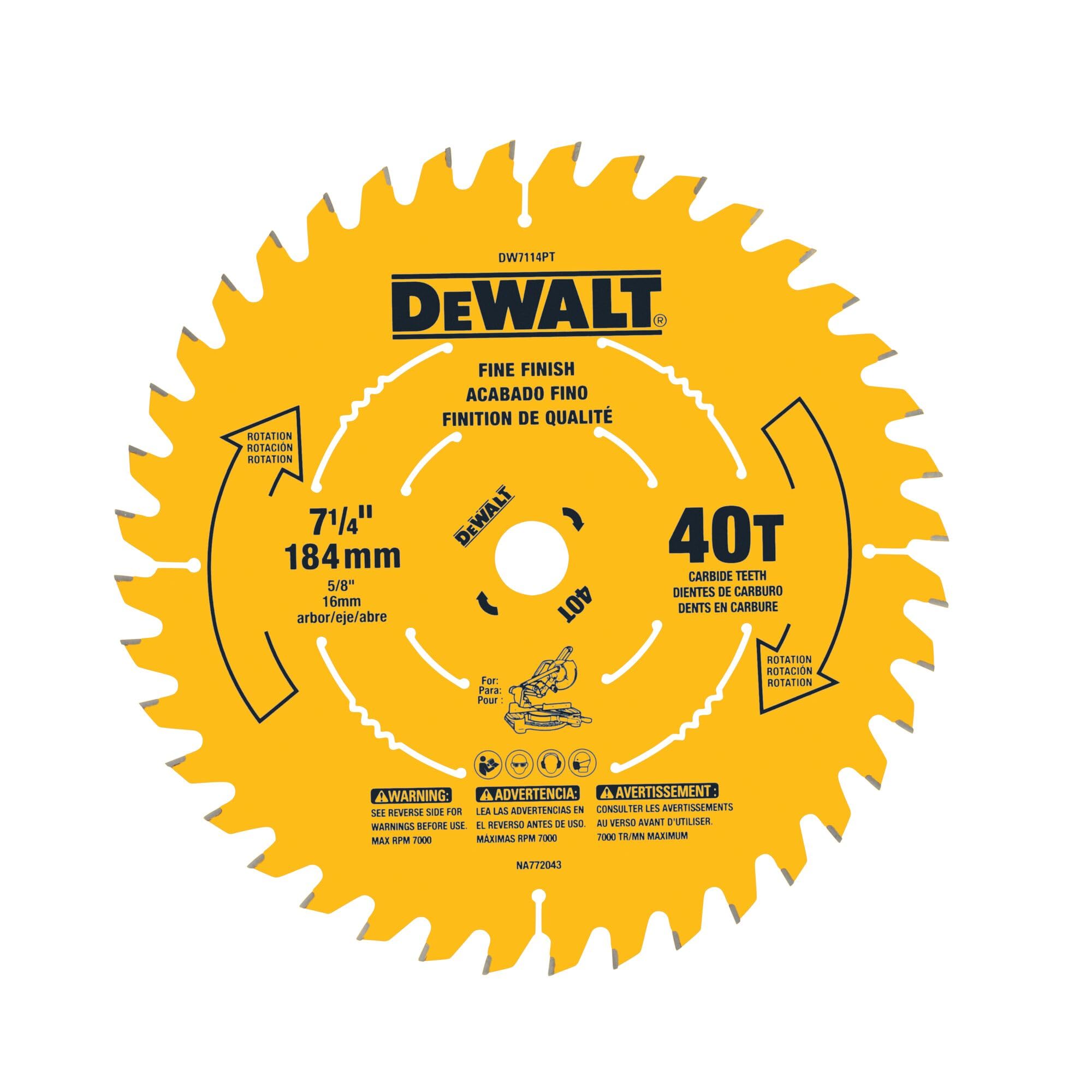 DeWalt dw7114pt Dewalt dw7114pt 40T hoja de borde Mitra Sierra de precisión, 7 – 1/4 "