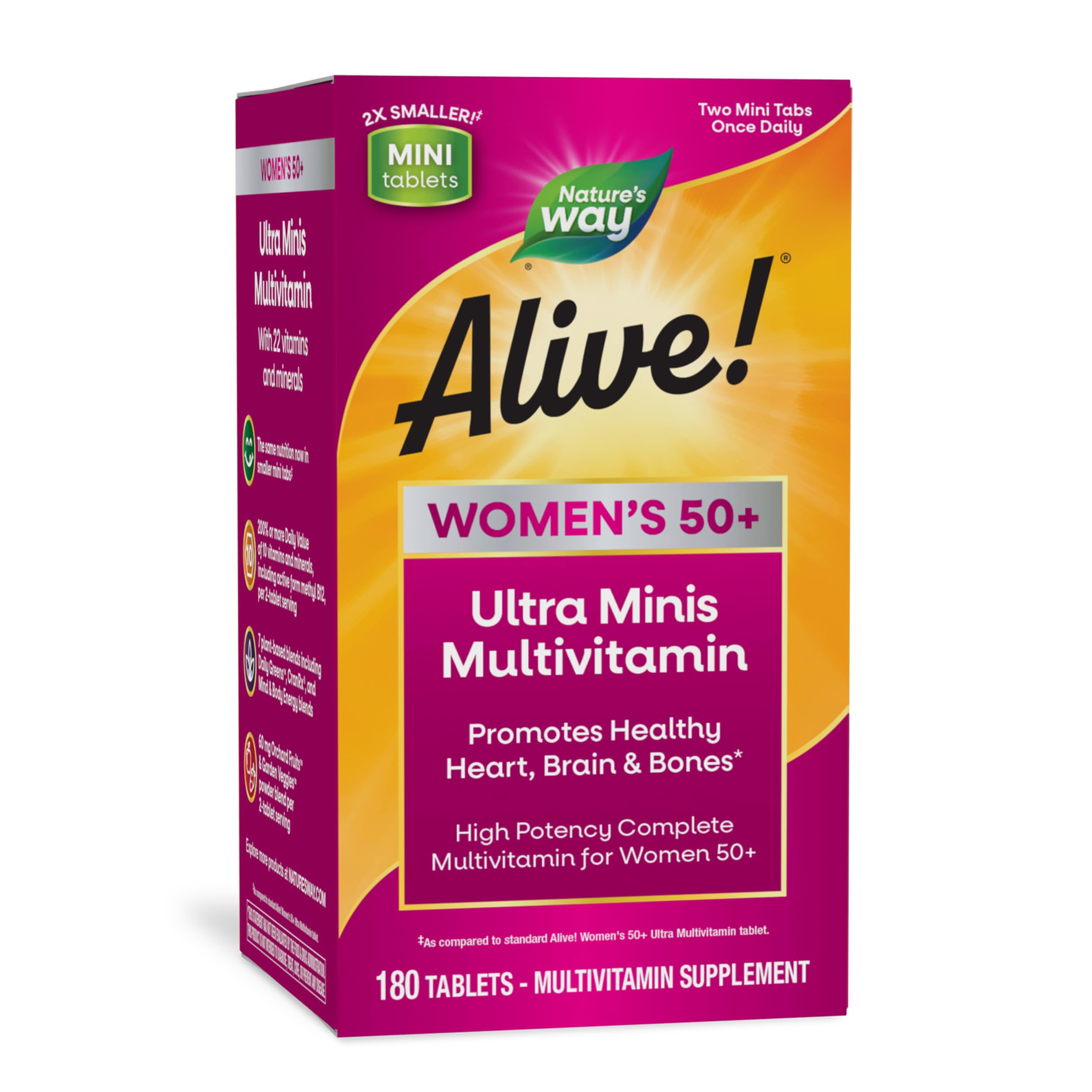 Nature's Way Alive! Women's 50+ Ultra Minis Multivitamin, 180 Mini Tablets