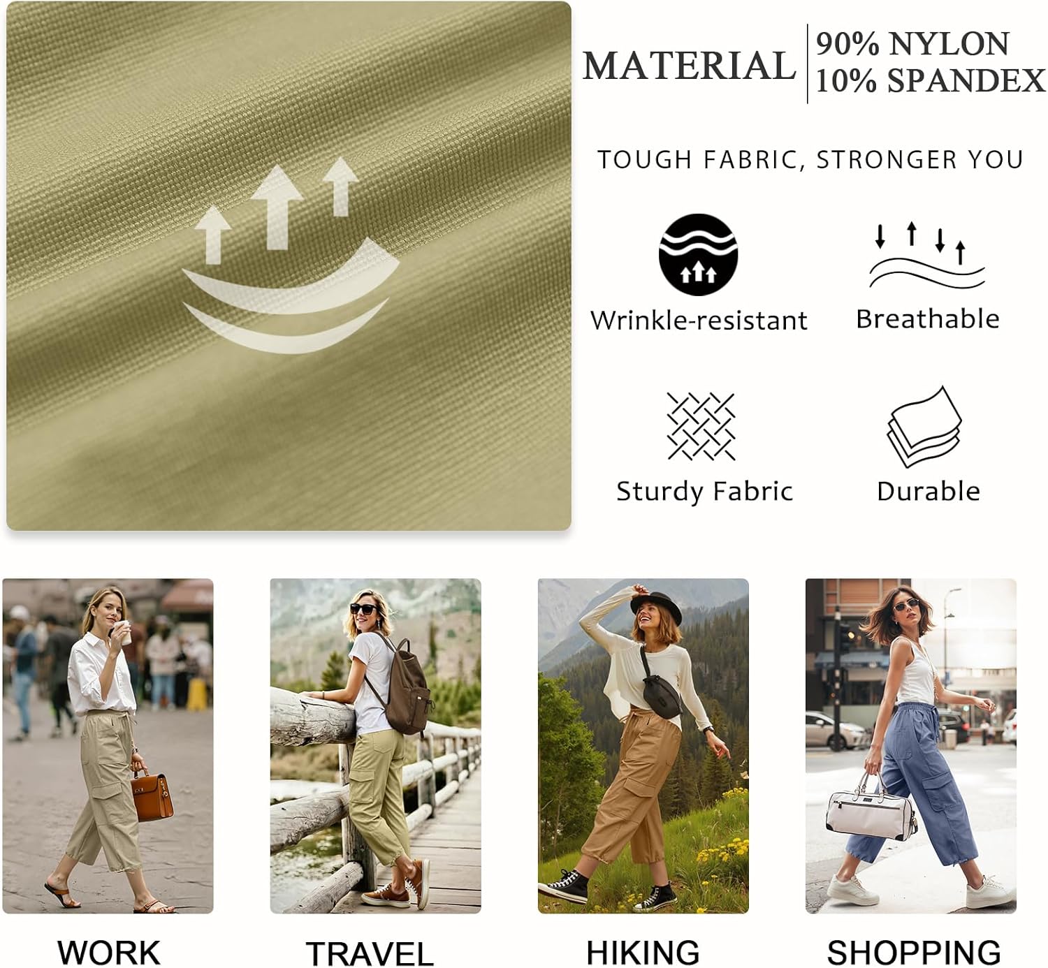 HOTGIFT Women Capris Cargo Pants 2026 Summer Hiking Pants Casual Lightweight Outdoor Quick Dry with 6 Pockets - Image 5