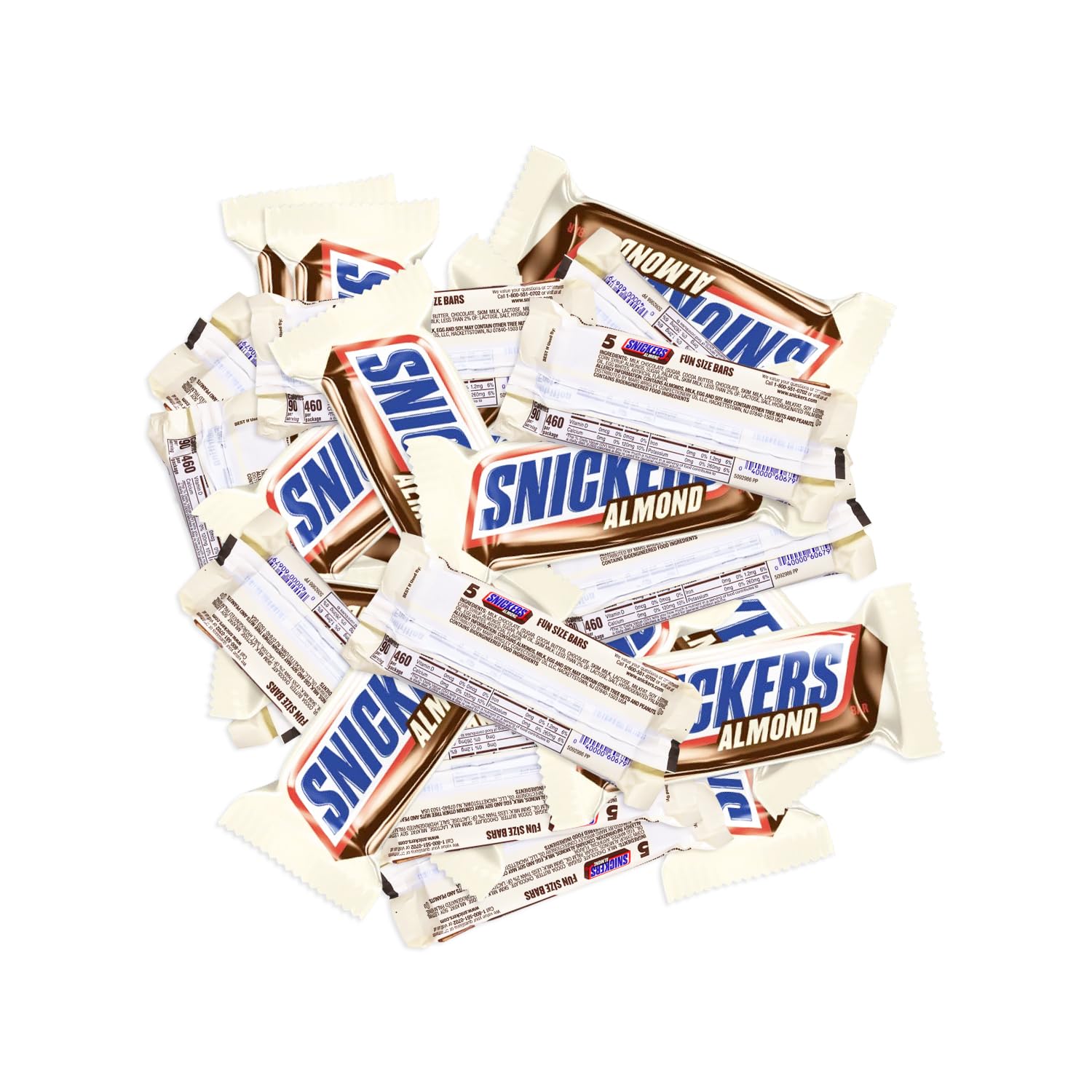 Snkrs Almond Chocolate Mini Bars - 1 lbs Fun Size Irresistible Mini Treats - Individually Wrapped Single Size Bulk Chocolate - Delicious Sweets for Valentines Day, Holidays, Pantry & Birthdays