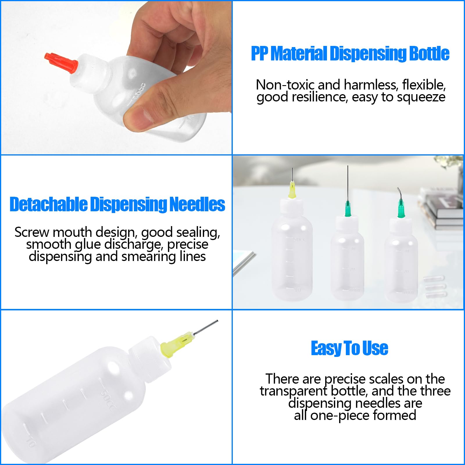 Set 8 Flaconi Con Ago Dosatore Per Colla - 30ml E 50ml Con Aghi Di Precisione E Tappi - Ideale Per Fai Da Te E Lavori Creativi - Foto 12