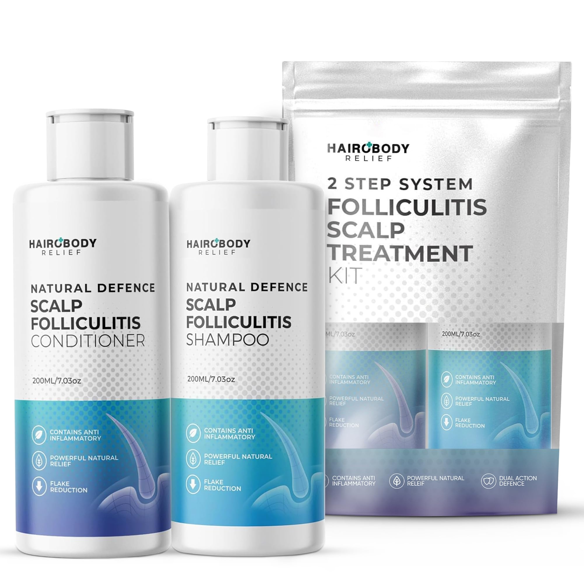 HAIROBODY Antifungal Shampoo SET | Folliculitis Treatment Shampoo & Conditioner | Powerful Itchy Scalp Relief | Anti-Bacterial, SLS-Free| Dry Scalp & Folliculitis Treatment Duo Pack