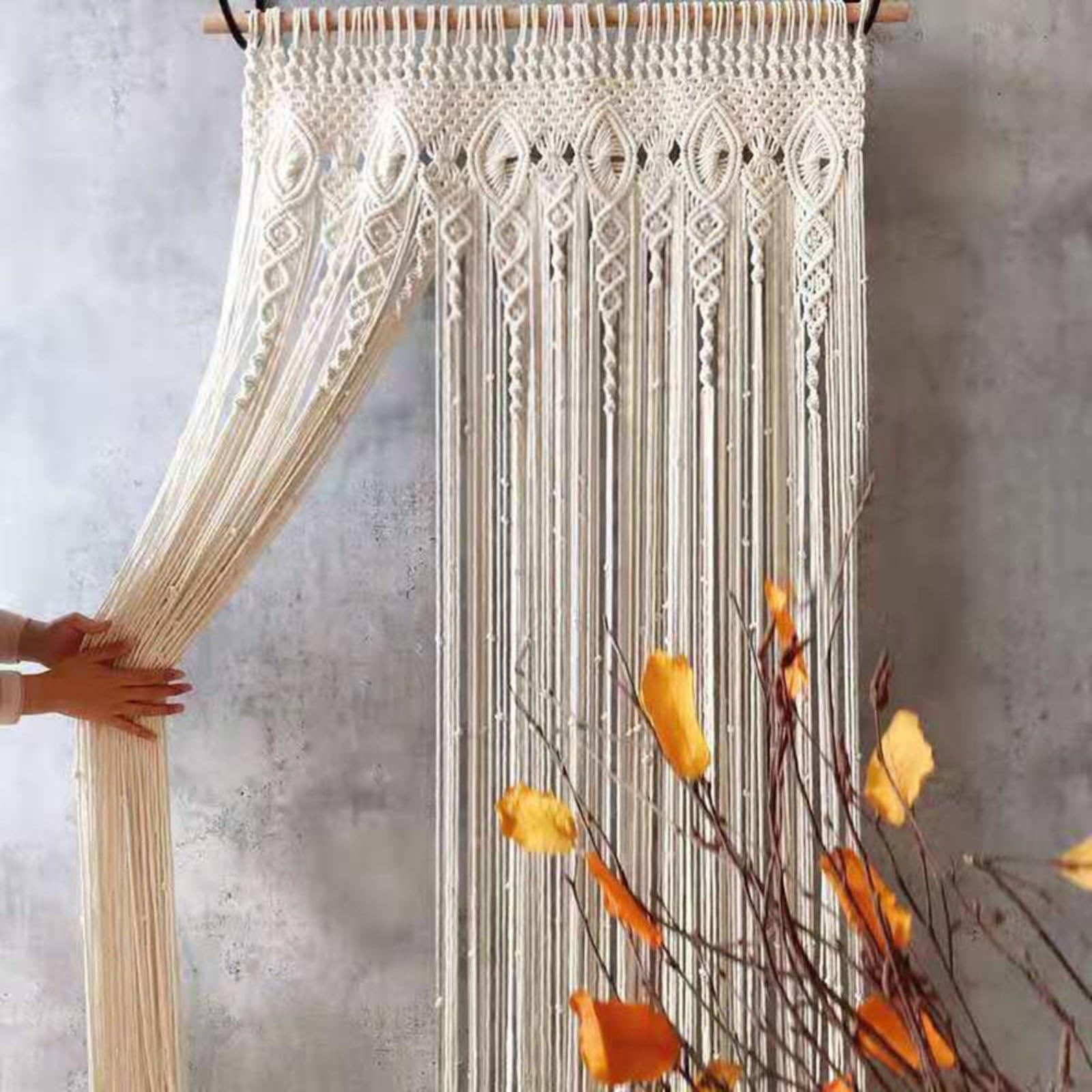 Rideau de porte et de fenêtre, rideau de porte en macramé, tapisserie bohème, séparateur de pièce, panneau décoratif tissé pour toile de fond de mariage, décoration d'intérieur (90 x 180 cm)