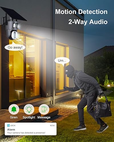 Miniatura 5 de Cámara de seguridad de doble lente celular 4G LTE con energía solar de 6MP inalámbrica para exteriores, batería de 15600mAh, cámara PTZ de 360 con
