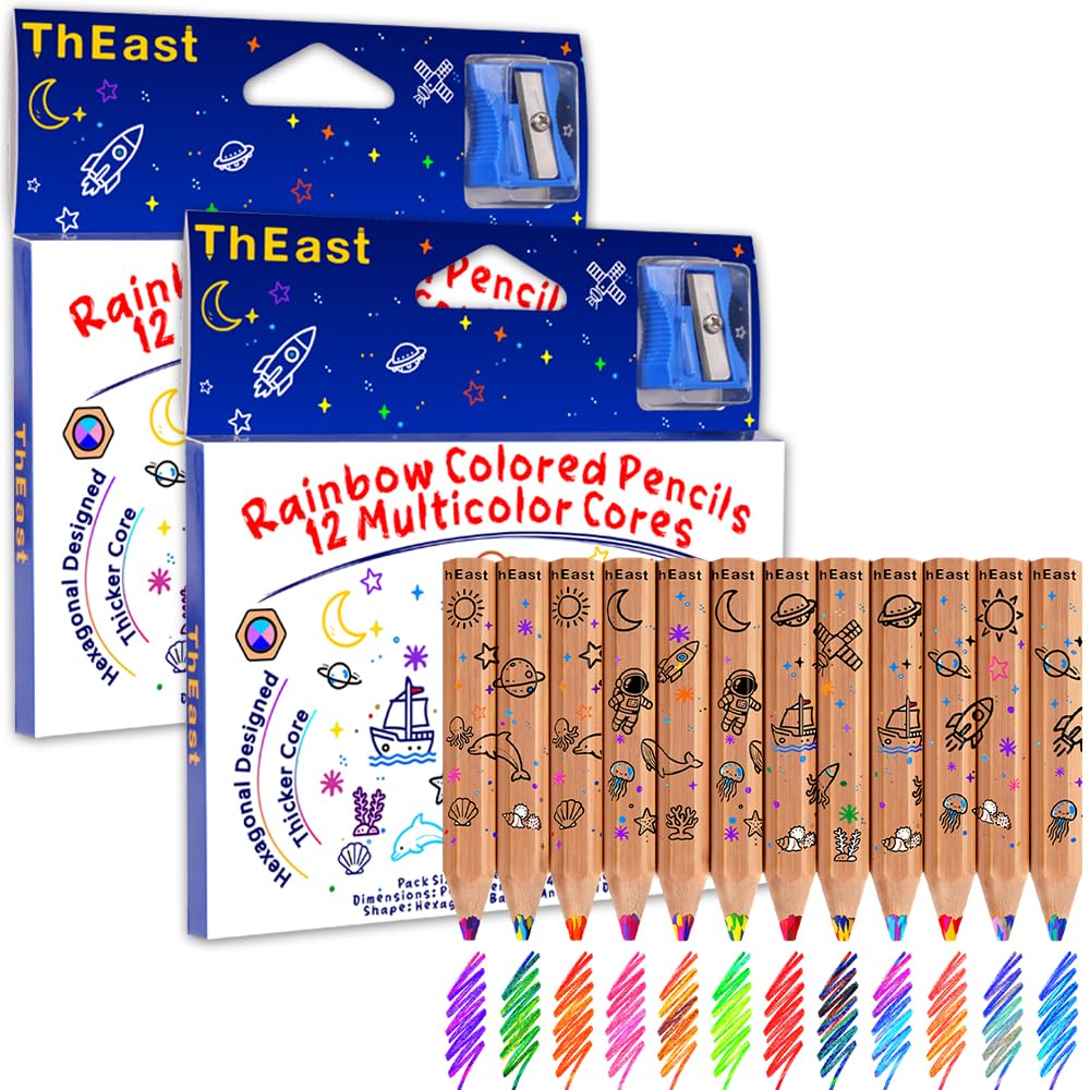 ThEast Toddlers Coloured Pencils, 12 Chunky Colouring Pencils for Kids