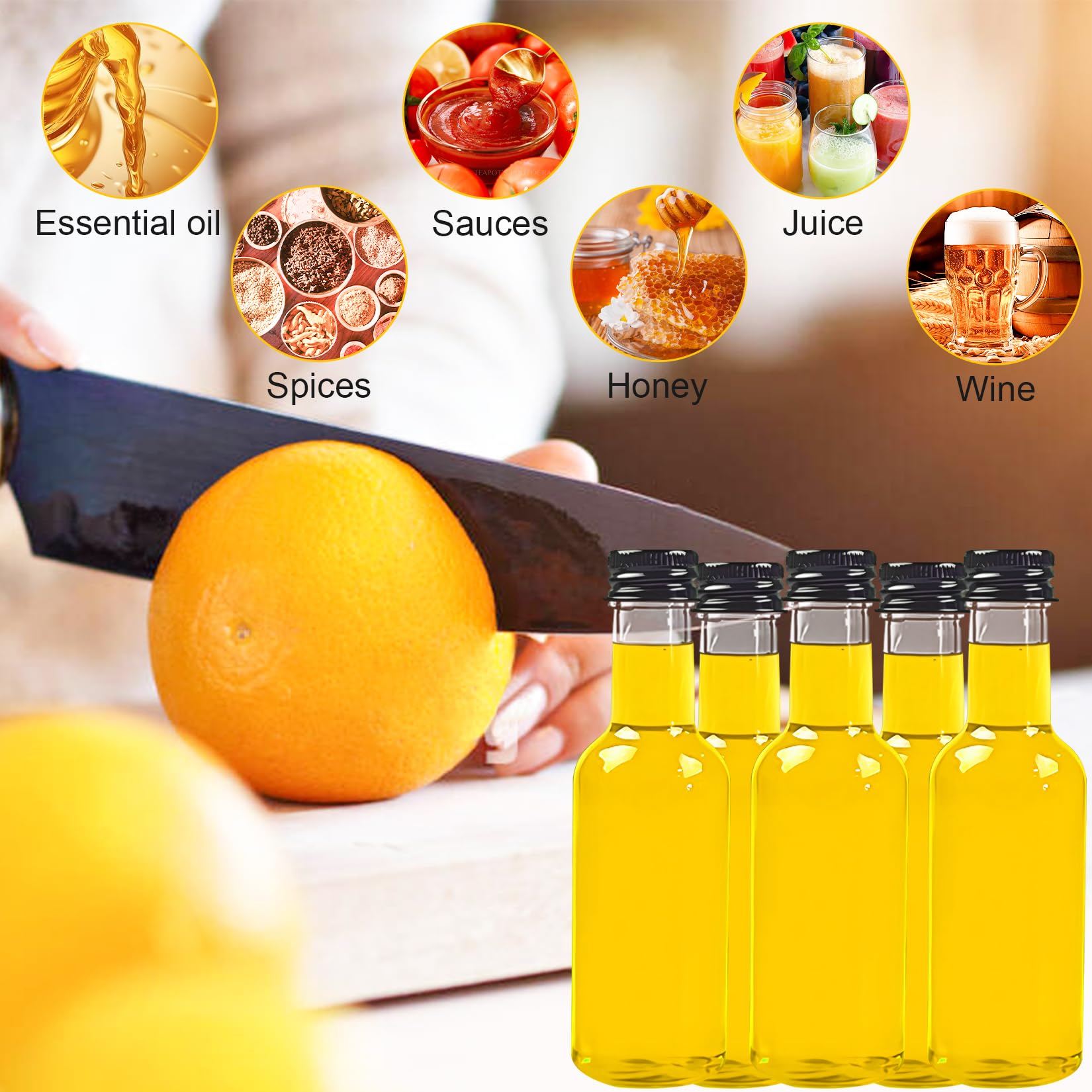 24 piccole bottiglie da riempire, 50 ml, mini flaconcini di liquore con coperchio e imbuto in plastica, piccole bottiglie shot in plastica per matrimoni e feste