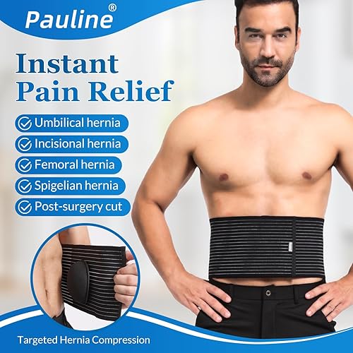 Miniatura 2 de Cinturón de hernia umbilical con 2 almohadillas de compresión, carpeta de apoyo abdominal para hombres y mujeres, compresión del vientreincisional,