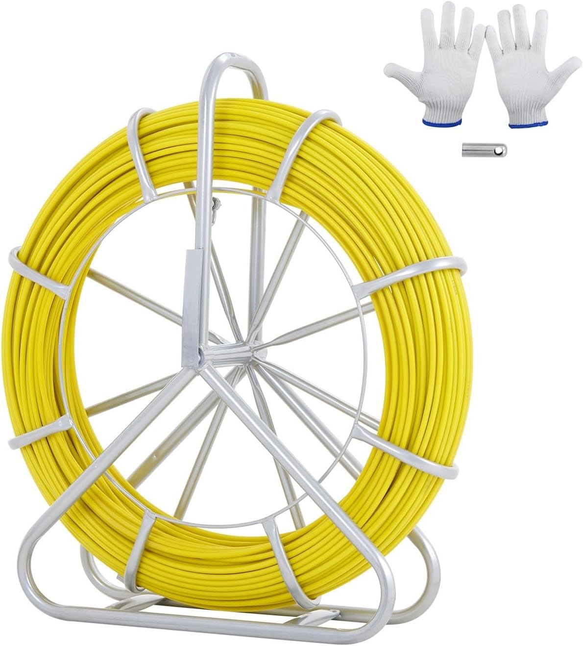 Fish Tape Fiberglass 600/656ft Duct Rodder Fishtape Wire Puller Fishing Tools Walls And Electrical Conduit Non-Conductive For Beginnners DIY Use(600ft)