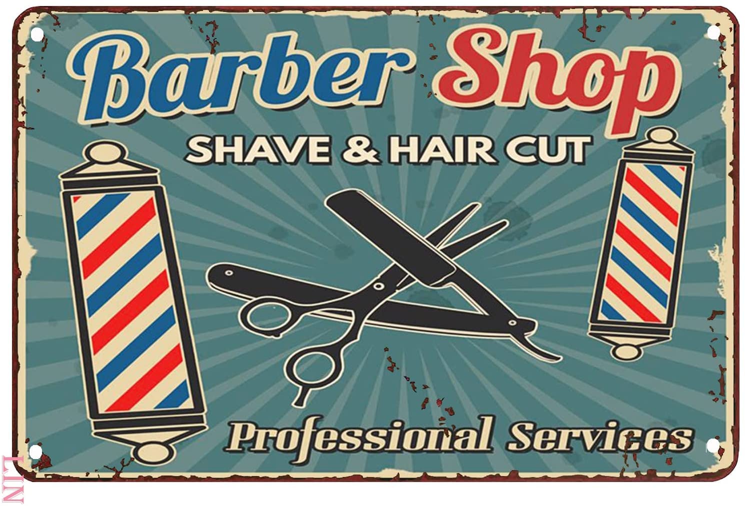 Metal Wall Decor for Bedroom Hairdresser Poster Barber Shop Shave & Hair Cut Wall Art Gift for Hairstylists Metal Sign Vintage Home Decor Rustic Tin Signs Wall Art Metal Poster 8x12 Inches