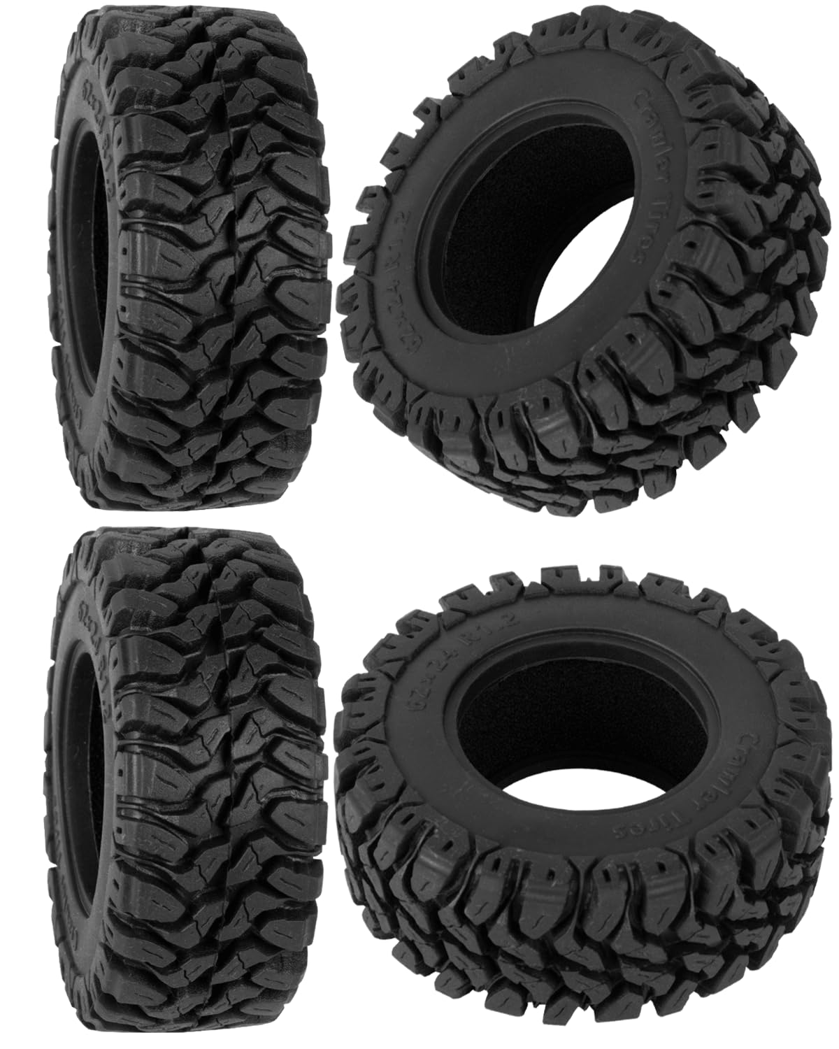 RcarmubWow RC 1.2in Beadlock Tires 62 * 24mm for 1/18 Trx4m,1/24 SCX24 FCX24 RC Crawler Car,1.2in Tires Soft Sticky Rubber Tires,4PCS(Style B)