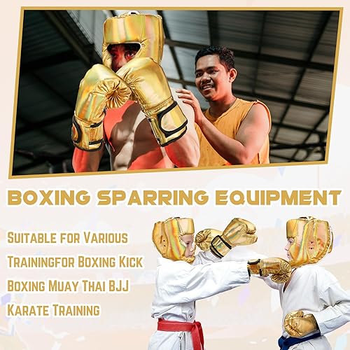 Miniatura 4 de Juego de accesorios y guantes de boxeo para niños, guantes de boxeo de 6 onzas y equipo de combate para boxeo, kickboxing, Muay Thai BJJ Karate