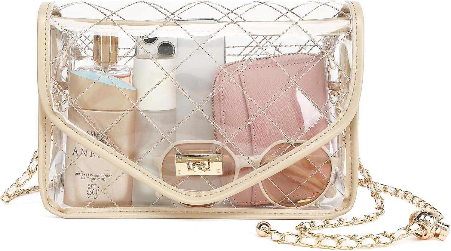 YGR Clear Bag for Stadium Events Clear Purse for Women Quilted PVC Clear Crossbody Bag Stadium Approved for Concerts