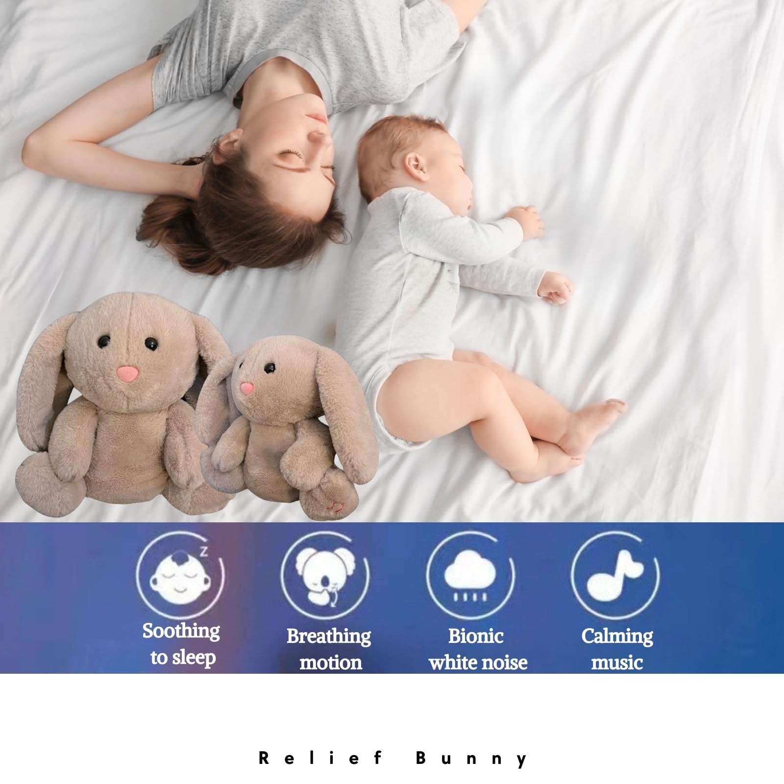 Easter Anxiety Relief Koala Bunny, Breathing Teddy Anxiety Bear with Calming Music, Lights, Sleeping Otter Plush, Soothing Bunny for Adults & Kids, Stress Relief Stuffed Animal - Image 5