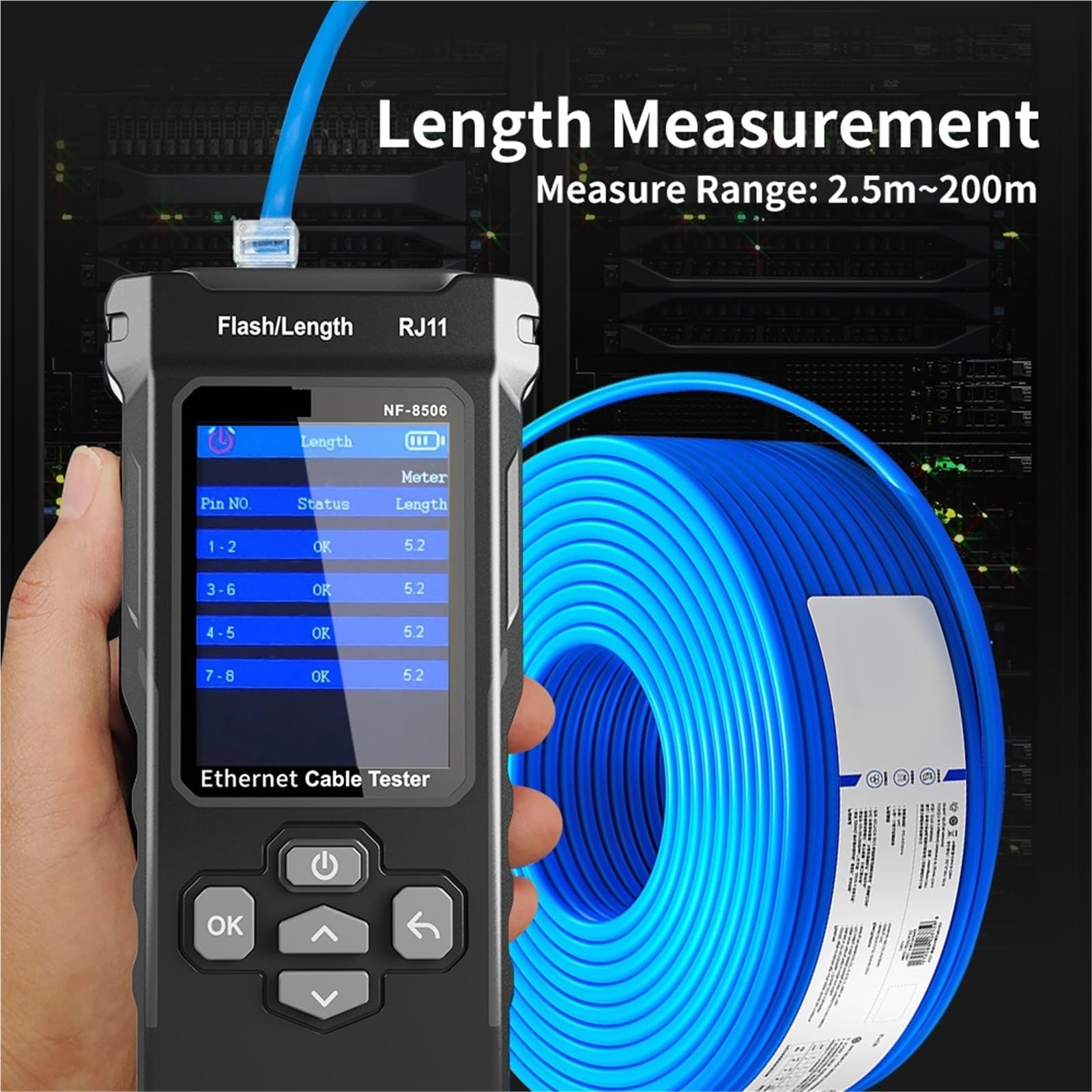 Localizzatore di Cavi, Tester for cavi di rete multifunzione, supporto for test PING/scansione IP/misura PoE, tester for mappatura