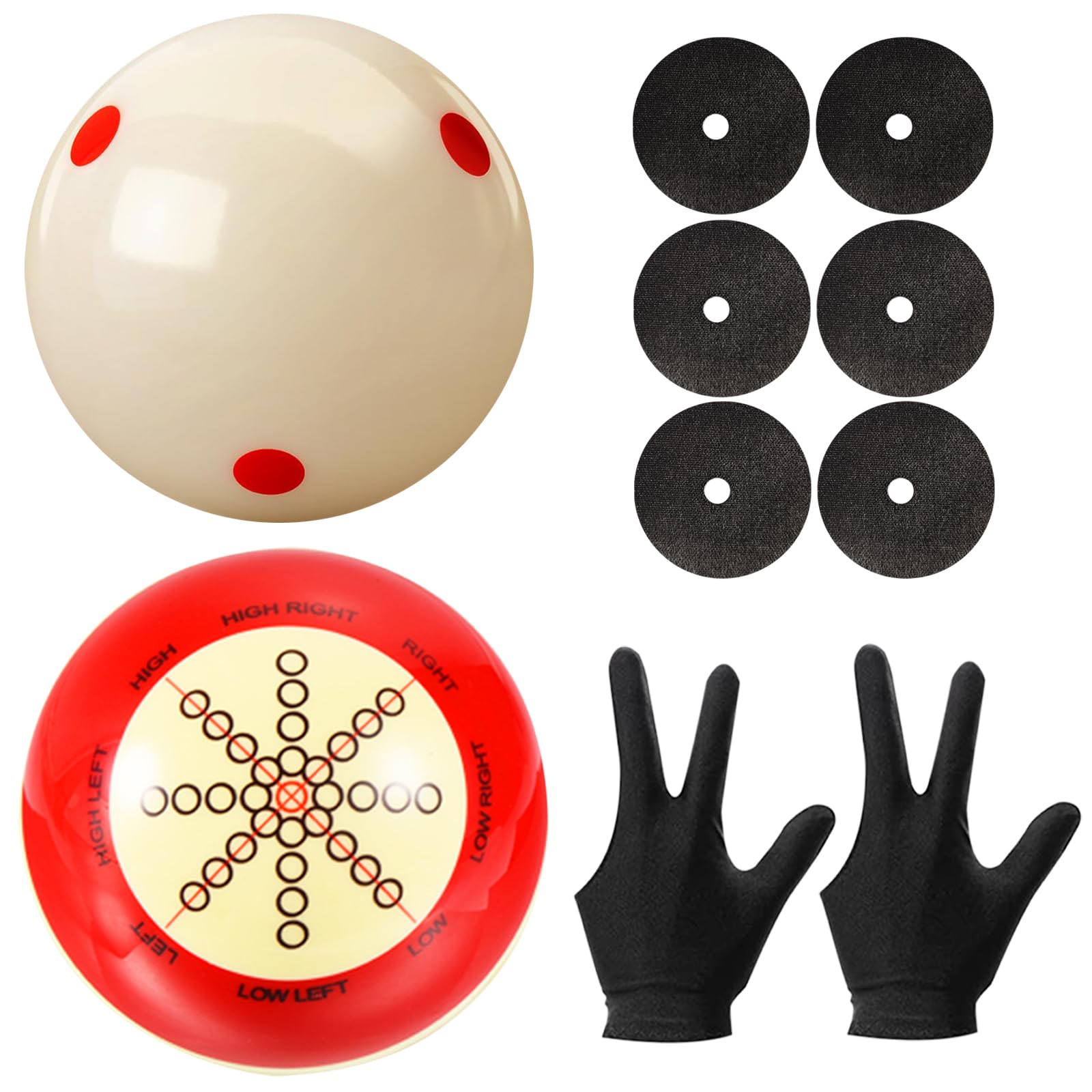 Hordolry Billiard Training Cue Ball with Dots Practice Cue Ball, 2Pcs Standard Size 2-1/4