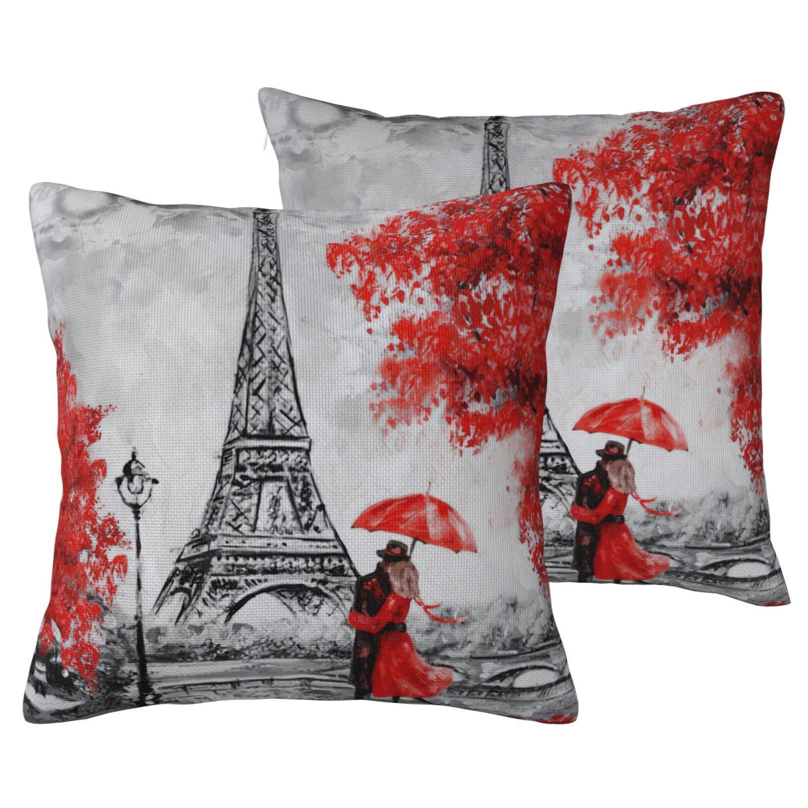 Housse de coussin lin canapé lit salon lot de 2 taies décoratives à motif Paris