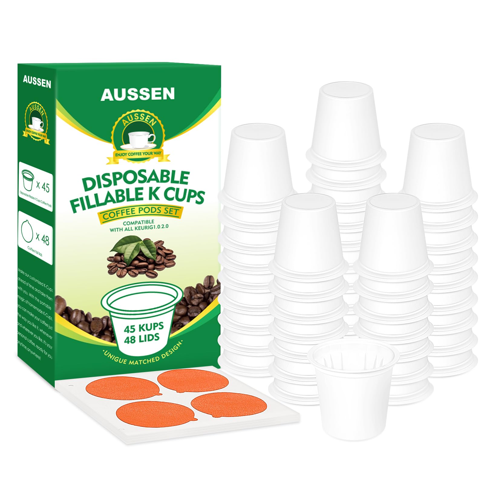 Amazon.com: 45 Count Disposable Fillable Empty K Cups Coffee Pods Set,Make  Your Own K Cup Coffee Pods, Aluminum Foil Seals Lids Kit Compatible with  All Keurig Coffee Brewers 1.0: Home & Kitchen