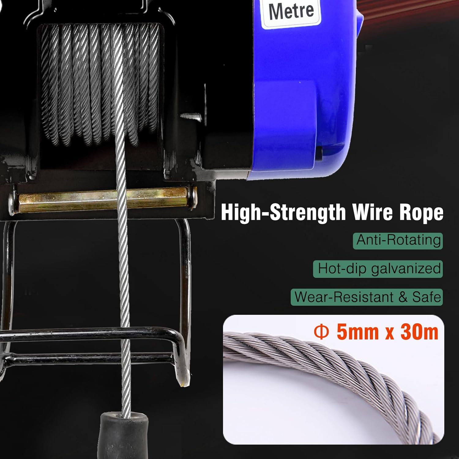 Electric Hoist Winch 2-in-1,1100lbs Portable Power Winch Crane, 1500W Hoist Lift,98ft Lifting Height, Wire Remote Control/Wireless Remote Control, 36ft/min,for Warehouss, Garage, Factory