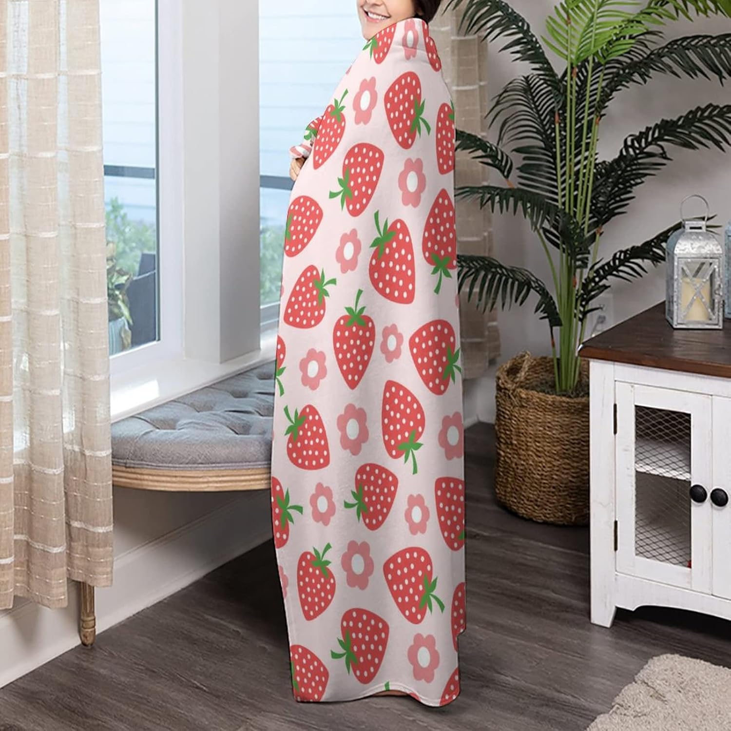 review Strawberry Pink Flower Dog Kid Large Dog Wearable Fleece Pet Throw Blanket for Couch car Bed Crate, Soft Cozy Girl boy Blanket 40x50 in