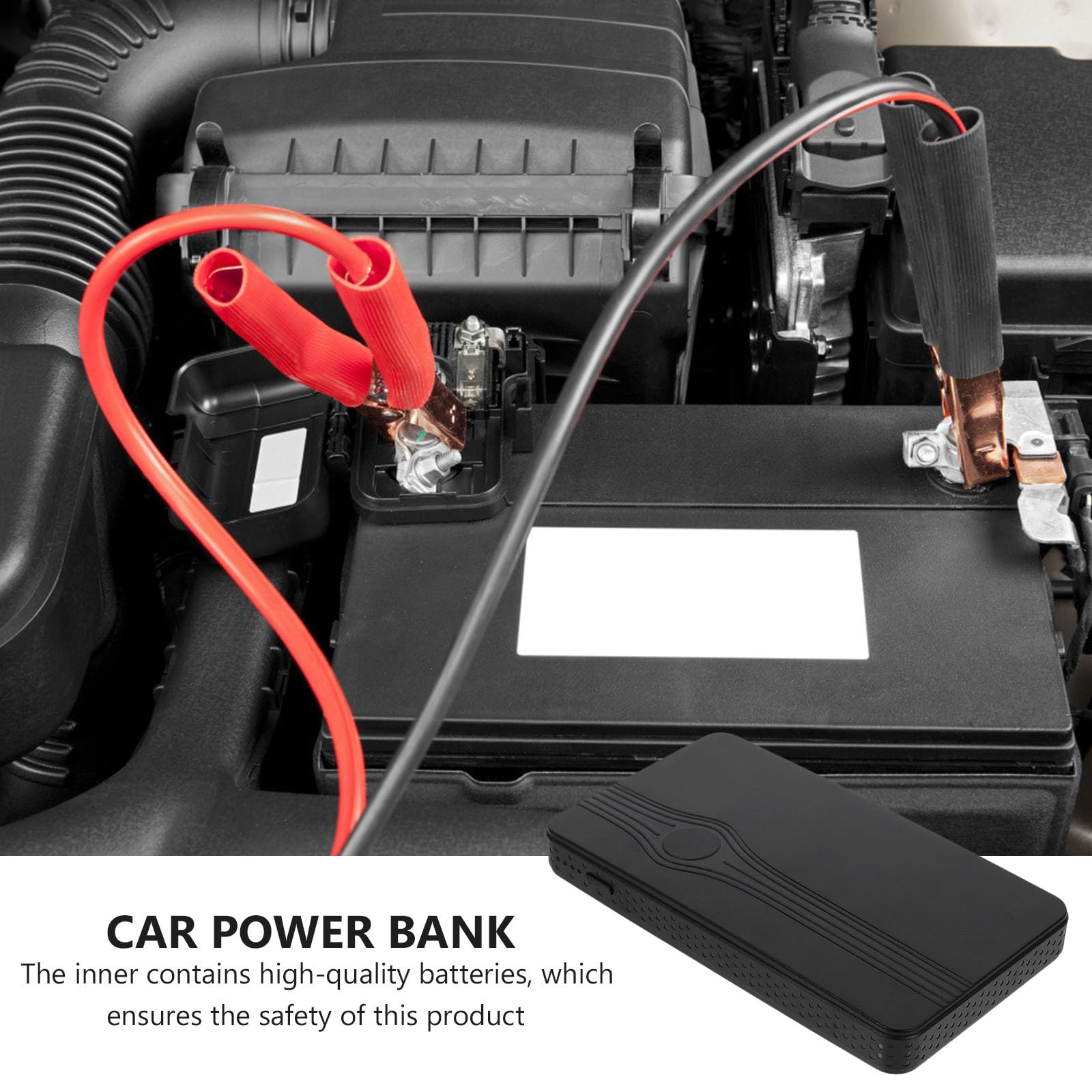 1 juego de cargador de batería portátil para coche con banco de energía USB, compacto, ligero, paquete de refuerzo de batería automático para vehículos, smartphones, tabletas, cámaras