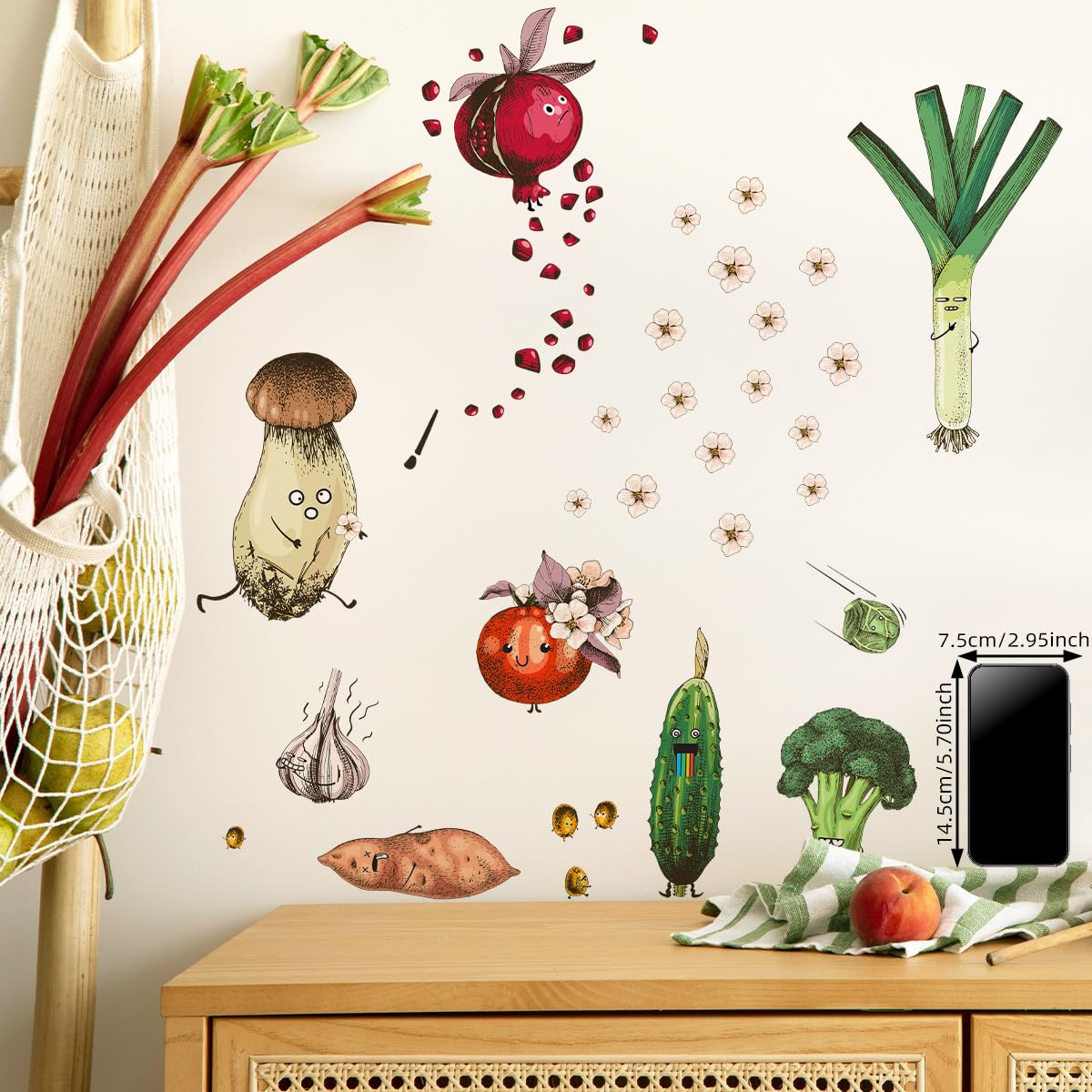 HGDESIGN® Wandtattoo Wandaufkleber Lustige Gemüse Obst Früchte Wandsticker Wanddeko für Küche Esszimmer (B)