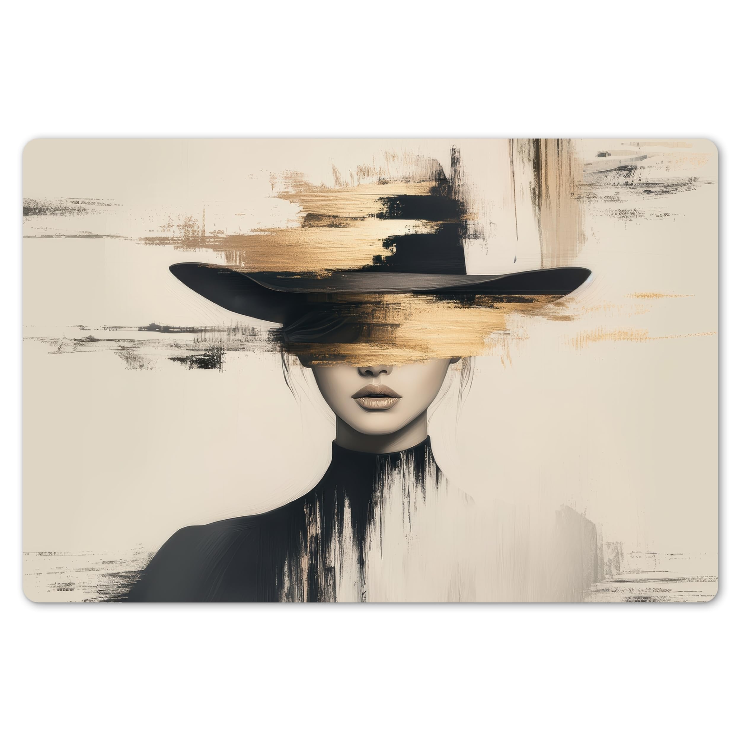 KitchenYeah© Dining Table Placemats 18"x12" / 45x30 cm Wipeable Placemat Small Place Mats Set Of 6 Non Stick Mat Dinning Matts Anti Slip Woman - Hat - Paint