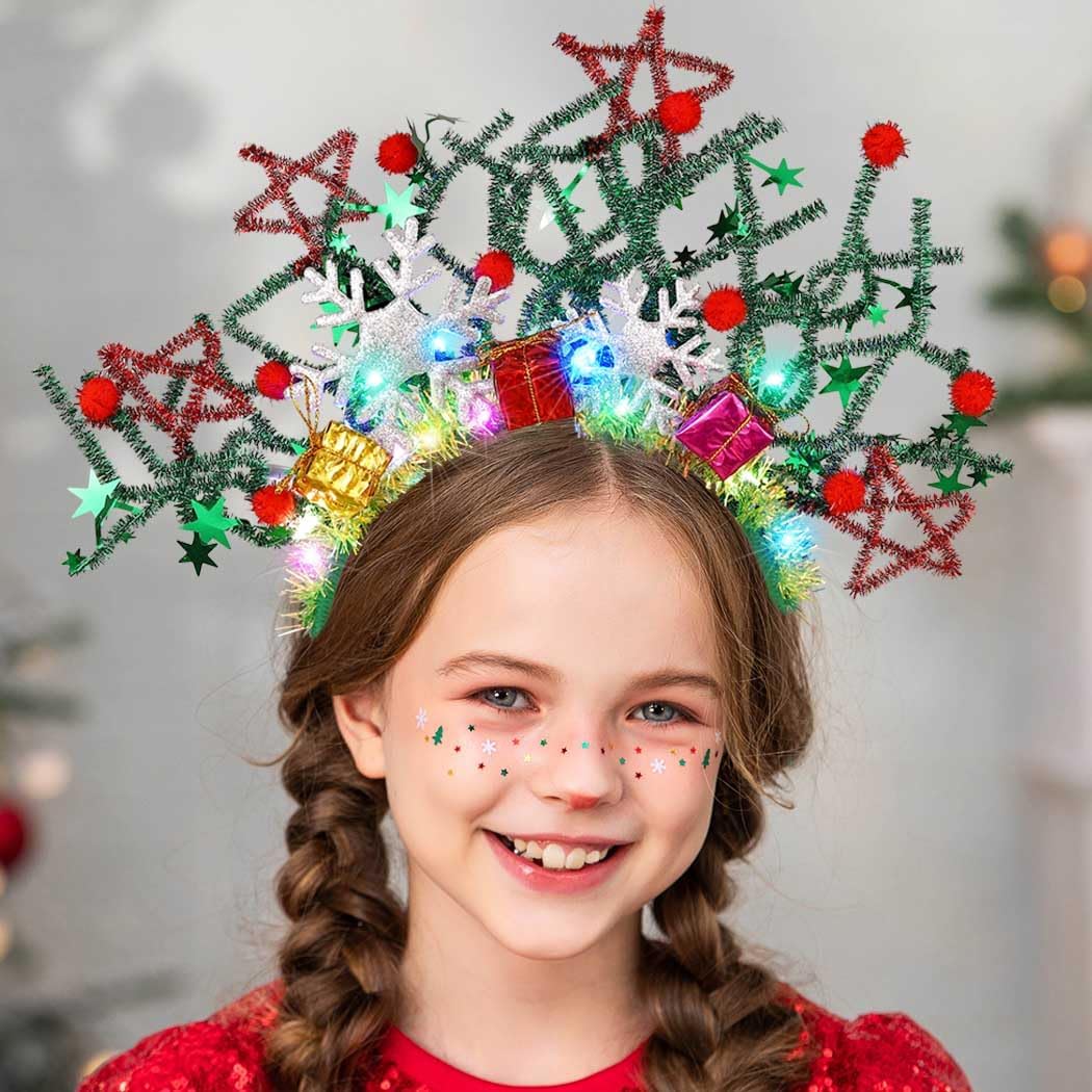 Catery Light up Christmas Headband Snowflake Headbands Led
