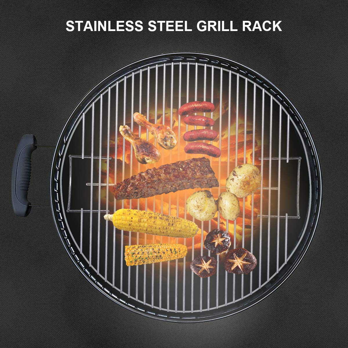 Grille Ronde Barbecue Diamètre 44.5cm pour Grilles à Charbon Weber 47cm, Barbecue Grill, Smokey Mountain Cooker Smoker, Bar-B-Kettle et One-Touch