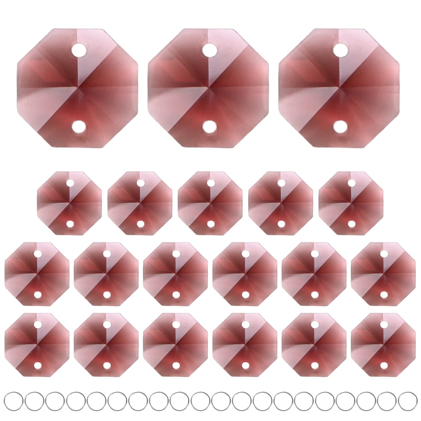 M METERXITY 20-Pack Crystal 2 Hole Octagon Prisms, 14mm/0.55 Inch Chandelier Pendant Maker Hanging Crystals Chandelier Prisms for Home/Windows/Garden/DIY Decoration[Medium Purple]
