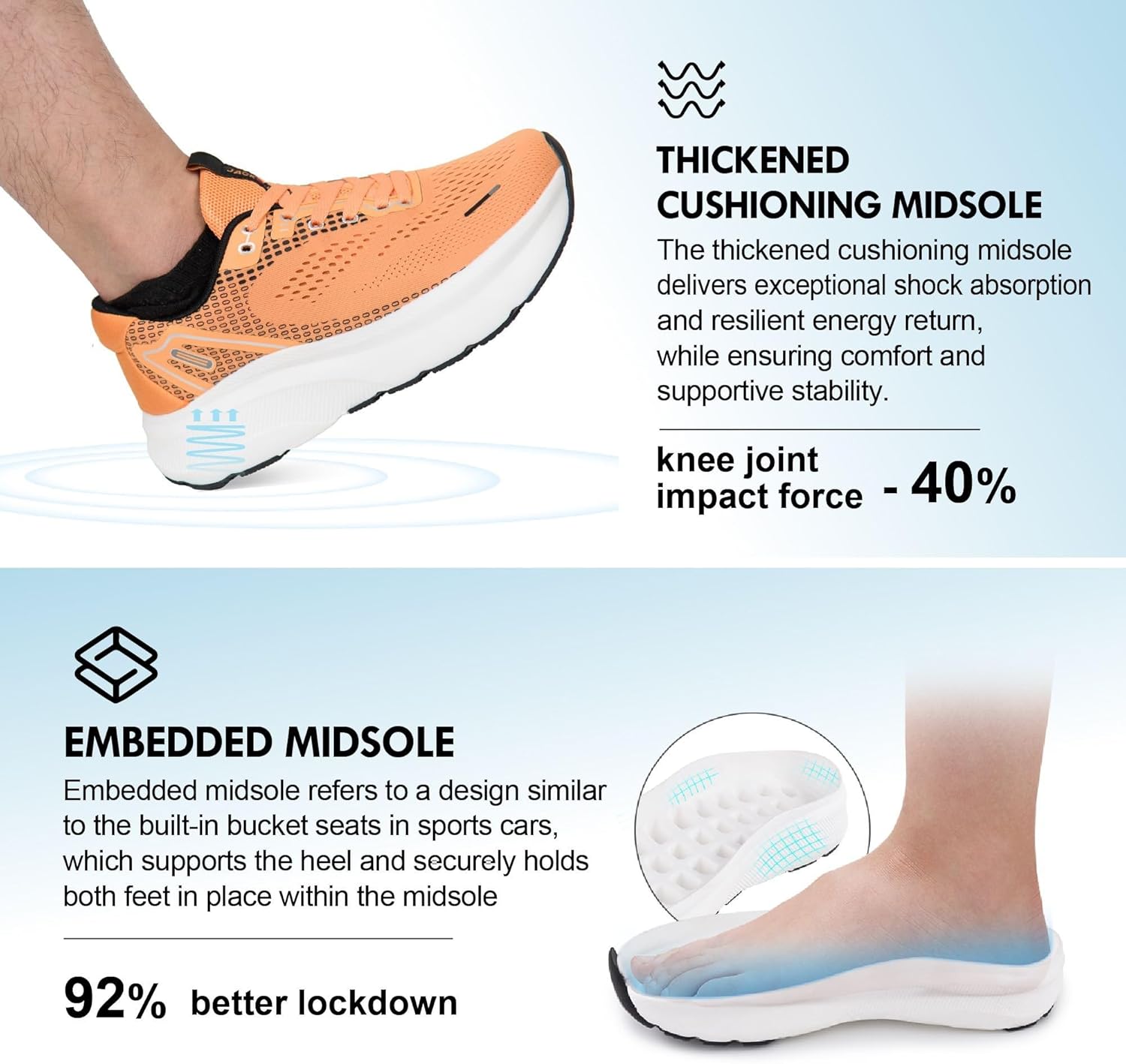 JACKSHIBO Wide Toe Box Shoes for Men Arch Support Shoes Wide Width Sneakers for Running Walking Athletic Tennis Orthopedic Plantar Fasciitis Workout with Thick Cushioned Zero Drop Sole - Image 6