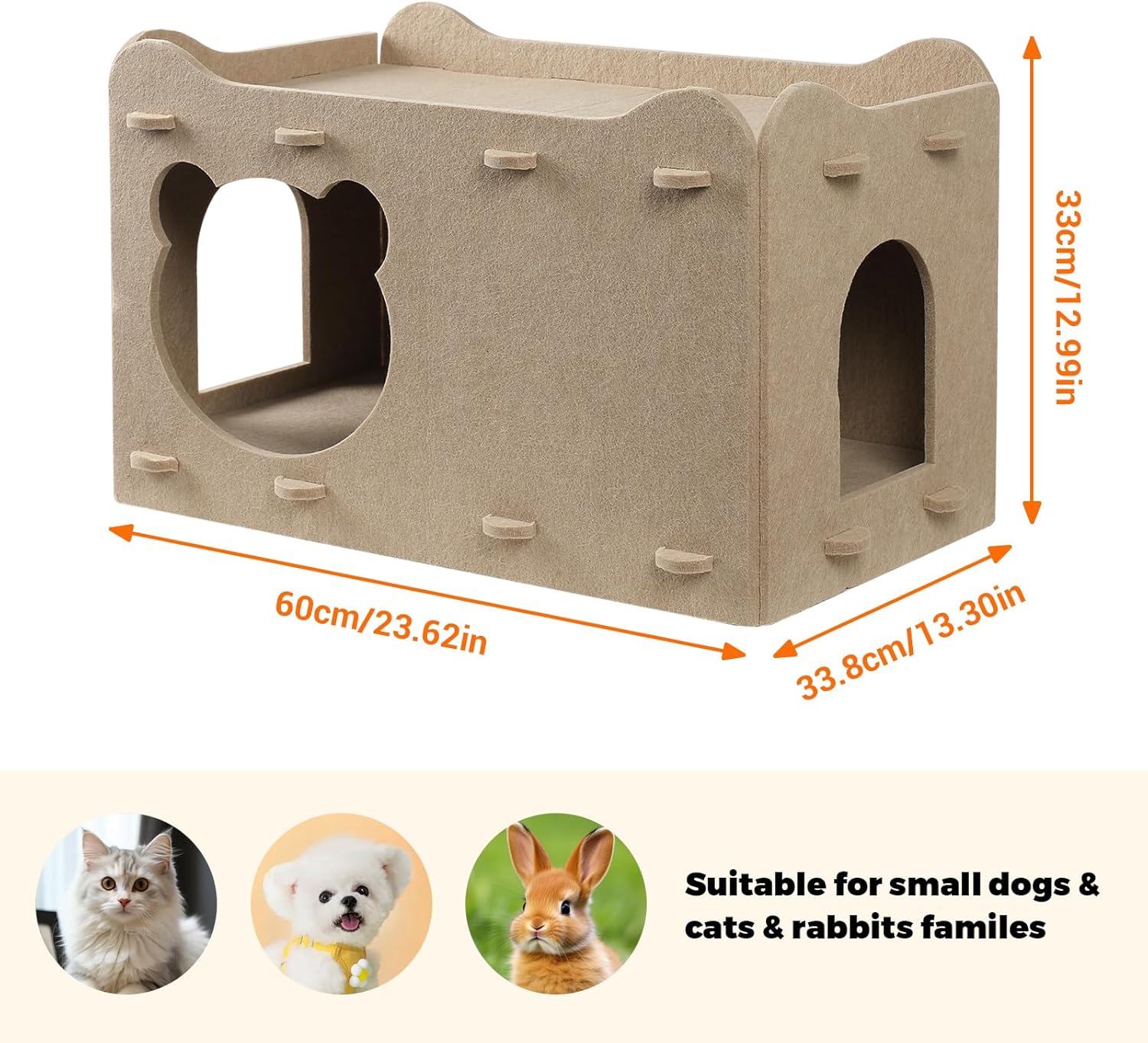 review Ryoizen Cat Houses for Indoor Cats, Cat Tunnel Bed Cave for Multiple & Large Cats Up to 22 Lbs, Scratch Resistant Cat Bed Caves, Foldable Cat Hideaway Enclosed Bed