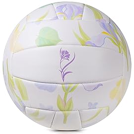 PECOGO Volleyball Size 5 PU Leather Soft Indoor Outdoor Irises Flower Volleyballs Sports Training Game Play Ball for Beginner, Teenager, Adult(Gift Box,with Pump)