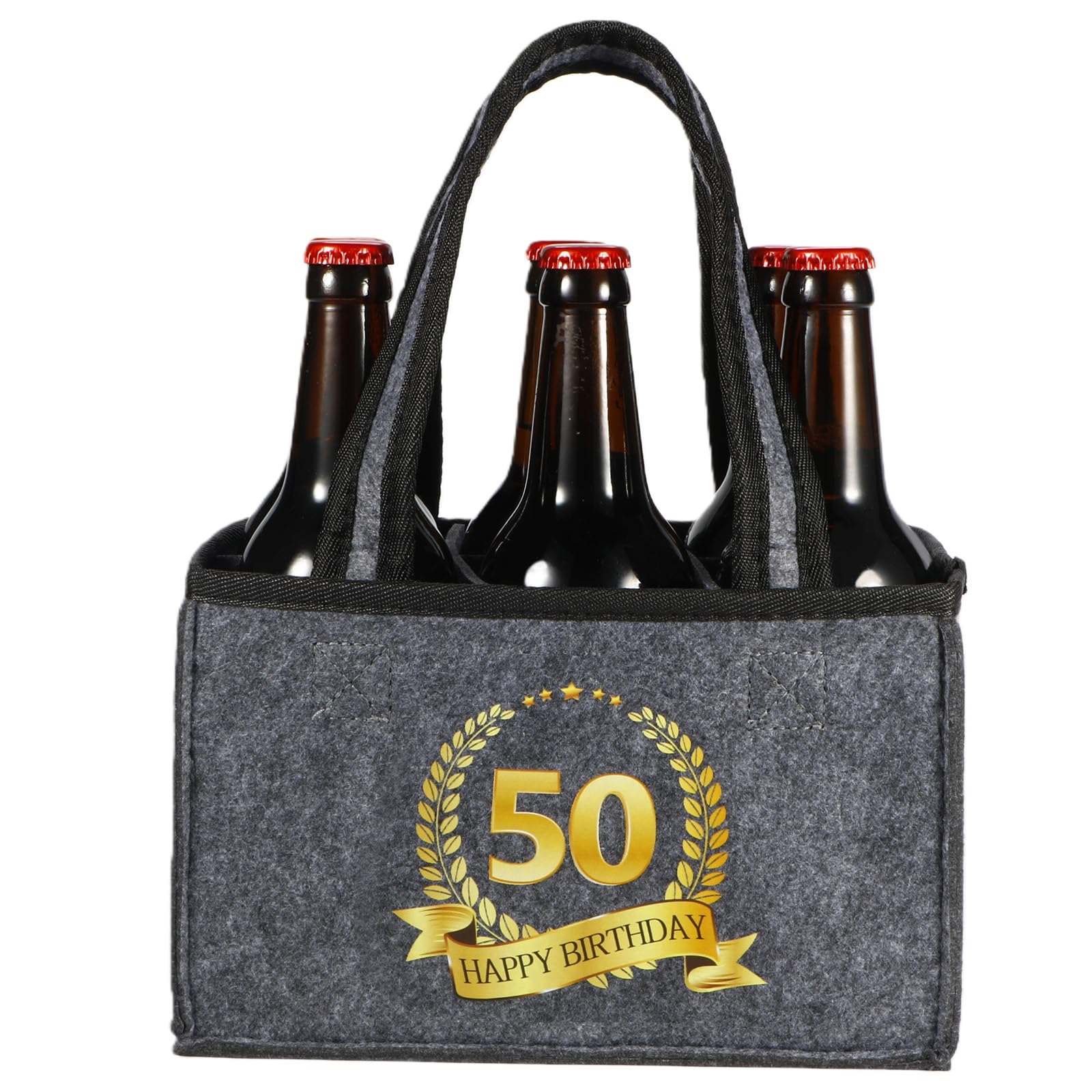 KHstylehoo Funny 50th Birthday Gifts for Men, Personalised Mens 50th Birthday Presents, Bag Carrier 6 Bottles, Reusable Wine Bottle Bag for Transporting Wine, Champagne, Beer