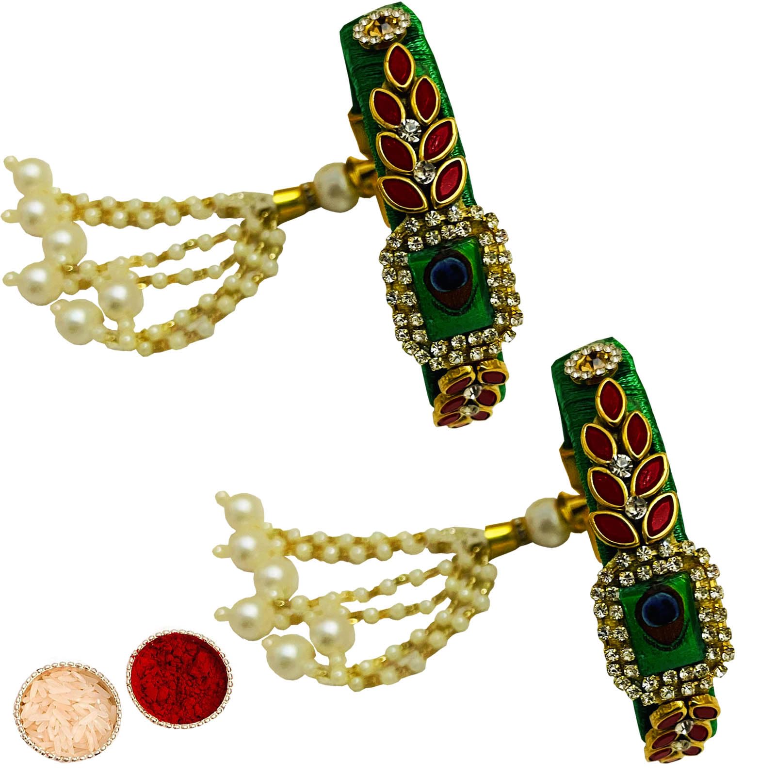 Buyent Enterprises elegant rakshabandhan rakhi for sister set of 2 women bracelet kada bangles for girls peacock rakhi with roli chawal (B0D9R1DQZ3) Amazon Price History, Amazon Price Tracker