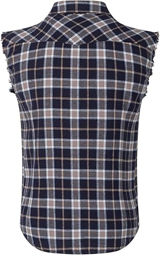 Miniatura 2 de Camisa casual de franela a cuadros para hombre, sin mangas, con bolsillo
