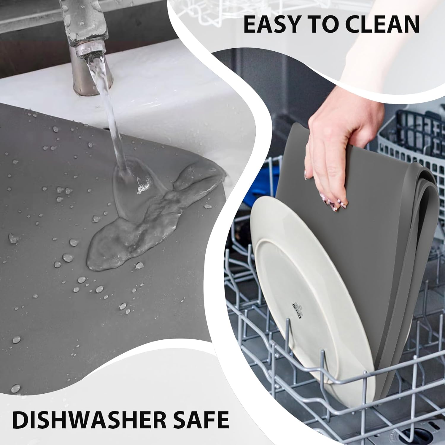 2 PCS Washer and Dryer Covers for the Top, 25.6''x 23.6'' Silicone Dryer Top Protector Mat Non-slip Waterproof Washing Machine Cover Protector Top Load for Laundry & Kitchen (Dark Gray)