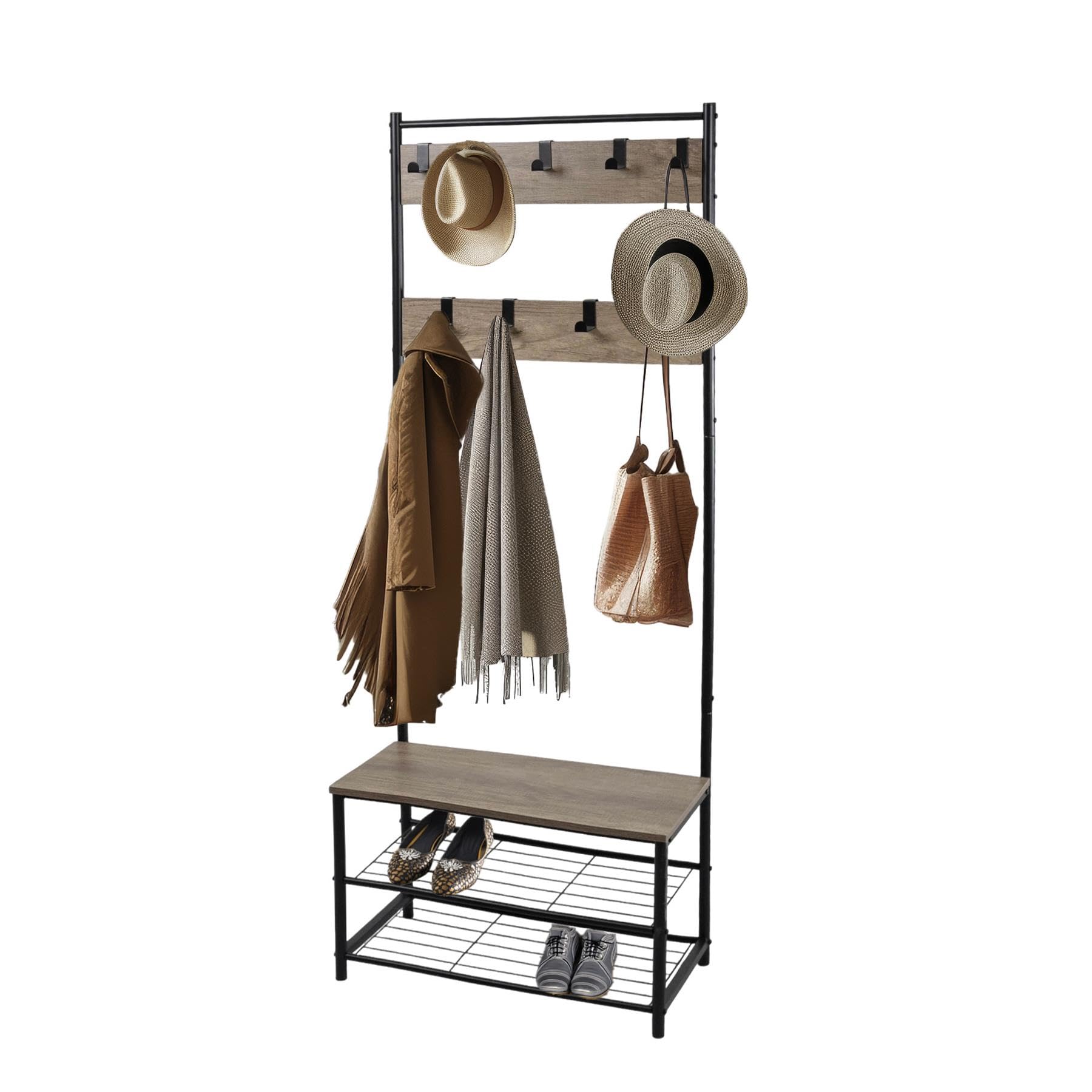 House Of Home Coat Rack with Shoe Storage Hallway Storage Unit Shoe and Coat Rack for Hallway Coat Stand Shoe Bench Entryway Storage Organiser for Coats Shoes and Bags