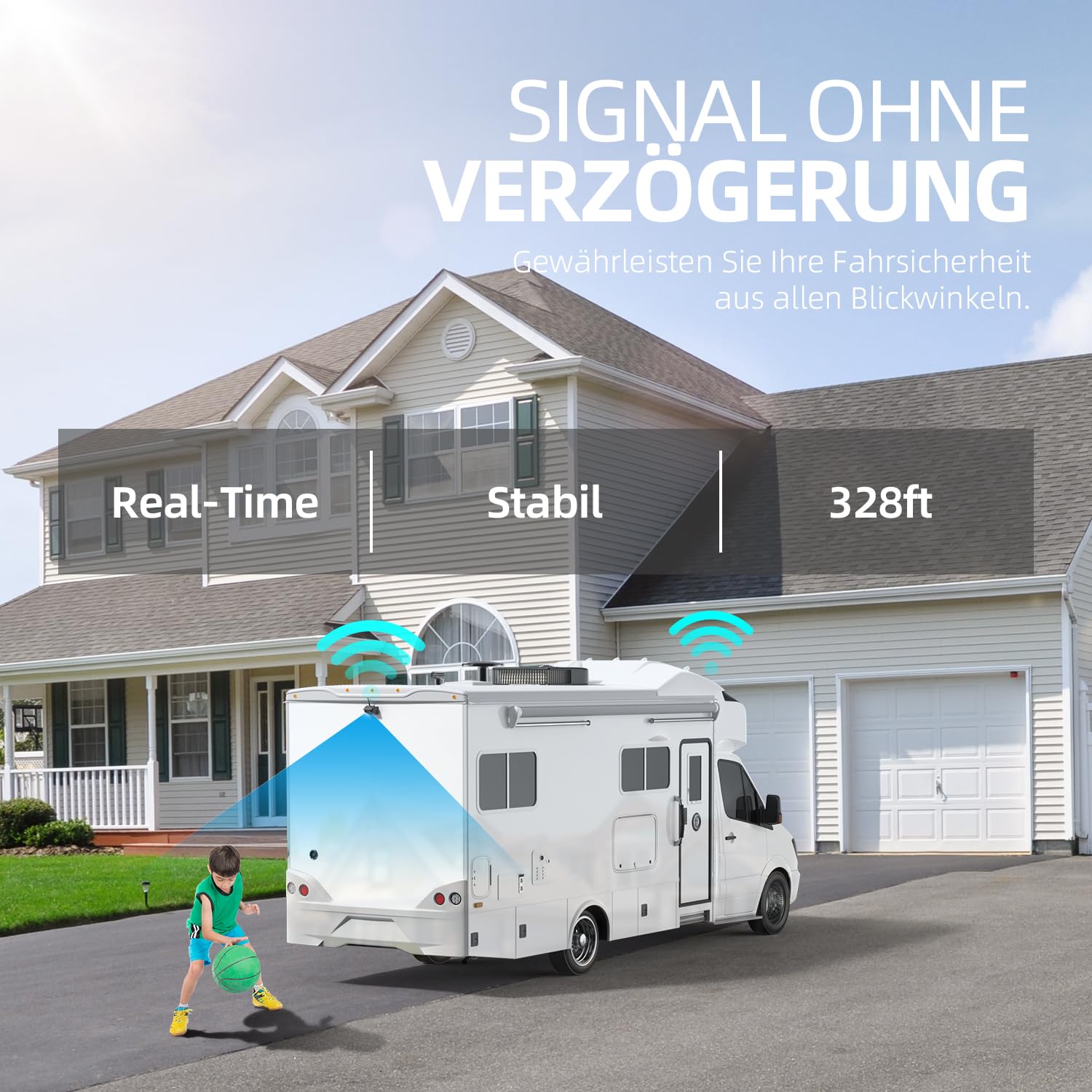 eRapta Magnetisch Solar Rückfahrkamera Kabellos 7" 1080P Monitor 9600mAh Akku IP69K Wasserdicht für Auto LKW Van RV
