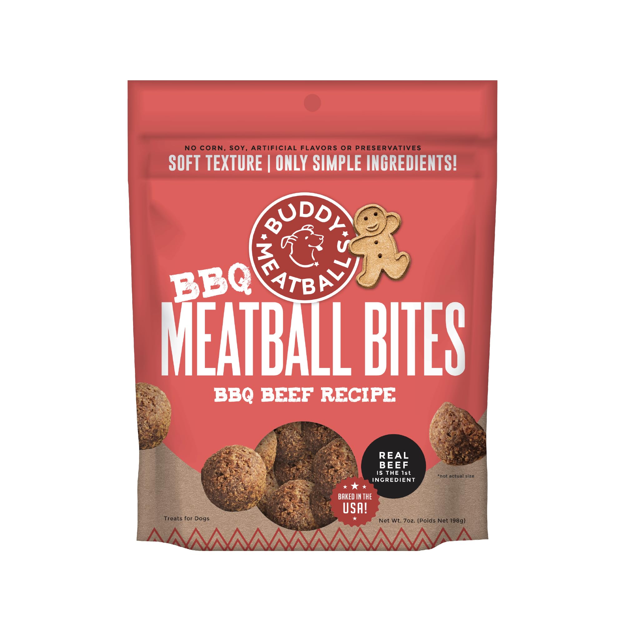 Buddy Biscuits Meaty Meatball Bites Dog Treats, BBQ Beef, 7 oz. Bag