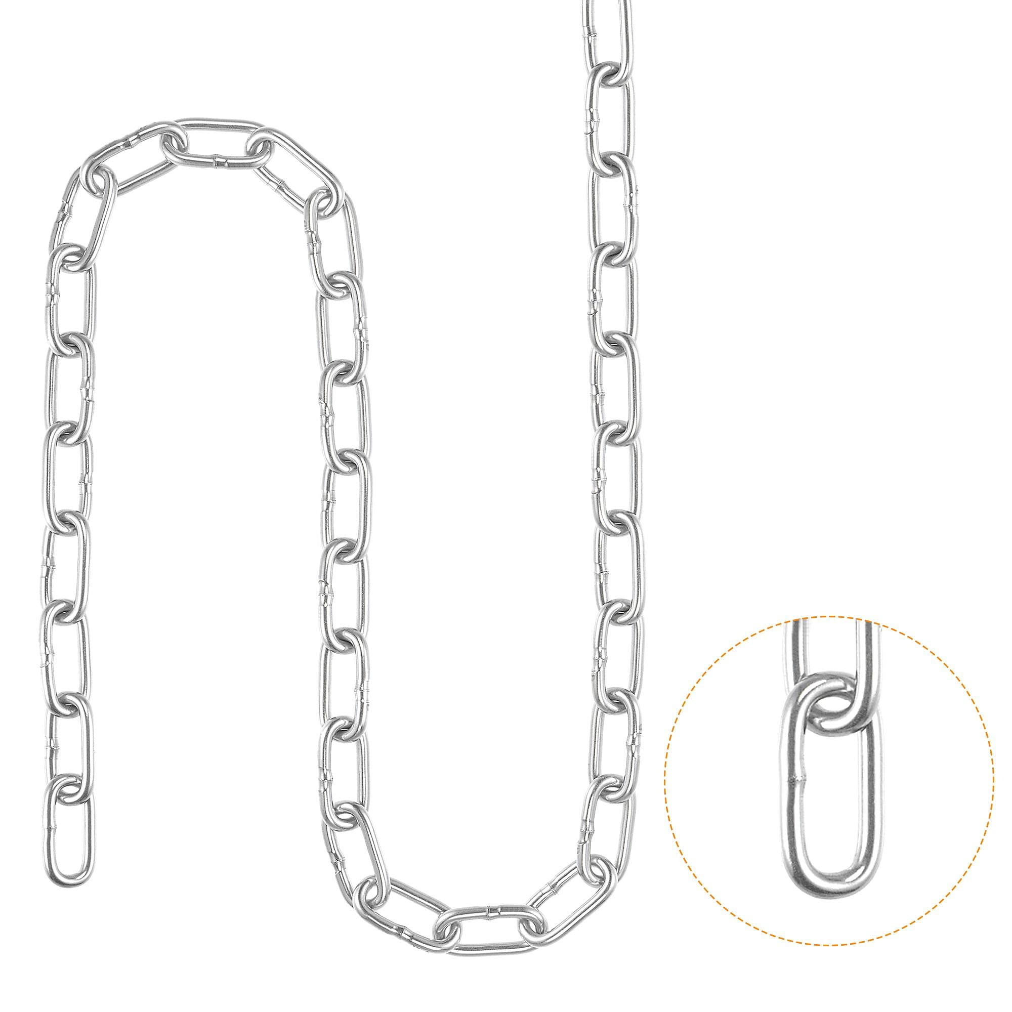 uxcell Proof Coil Chain 5 Meter 2.5mm Thick, Zinc Plated 304 Stainless Steel for Clothes Hanging Guardrail 2