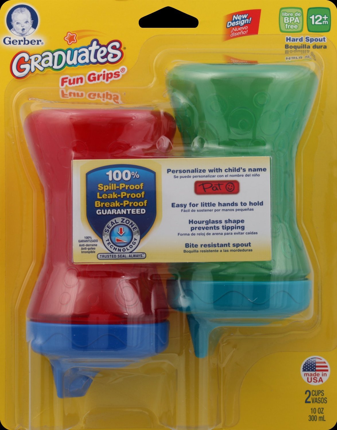 Gerber Graduates Fun Grips Hard Spout Sippy Cup (Colors may vary), 10-Ounce, 2 cups : Baby Drinkware : Baby