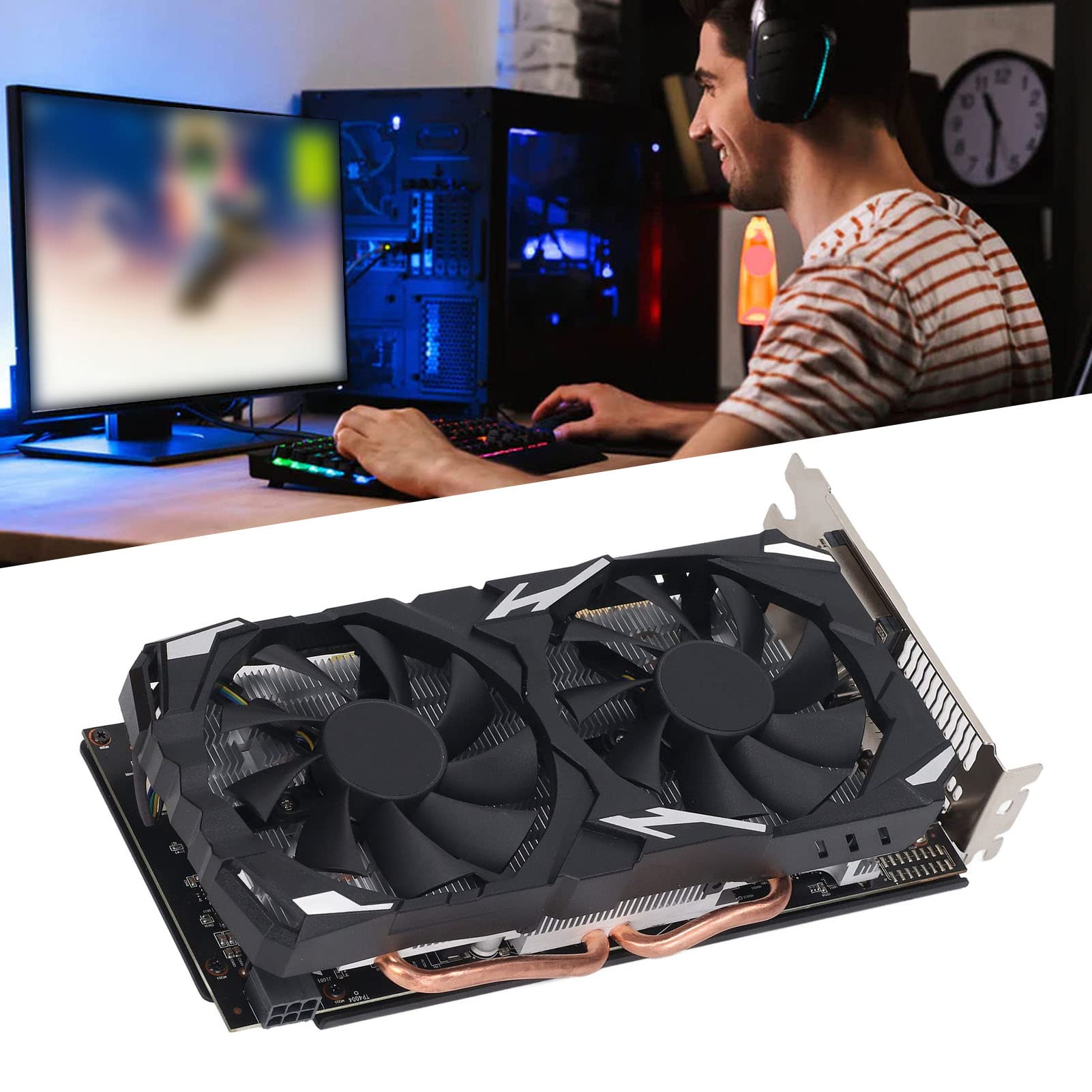 Karta Graficzna RX 580 8 GB, 256-bitowa Karta Graficzna 2048SP GDDR5 Podwójne Wentylatory Freeze Komputerowa Karta Graficzna do Biura i Gier (-2612230037411)