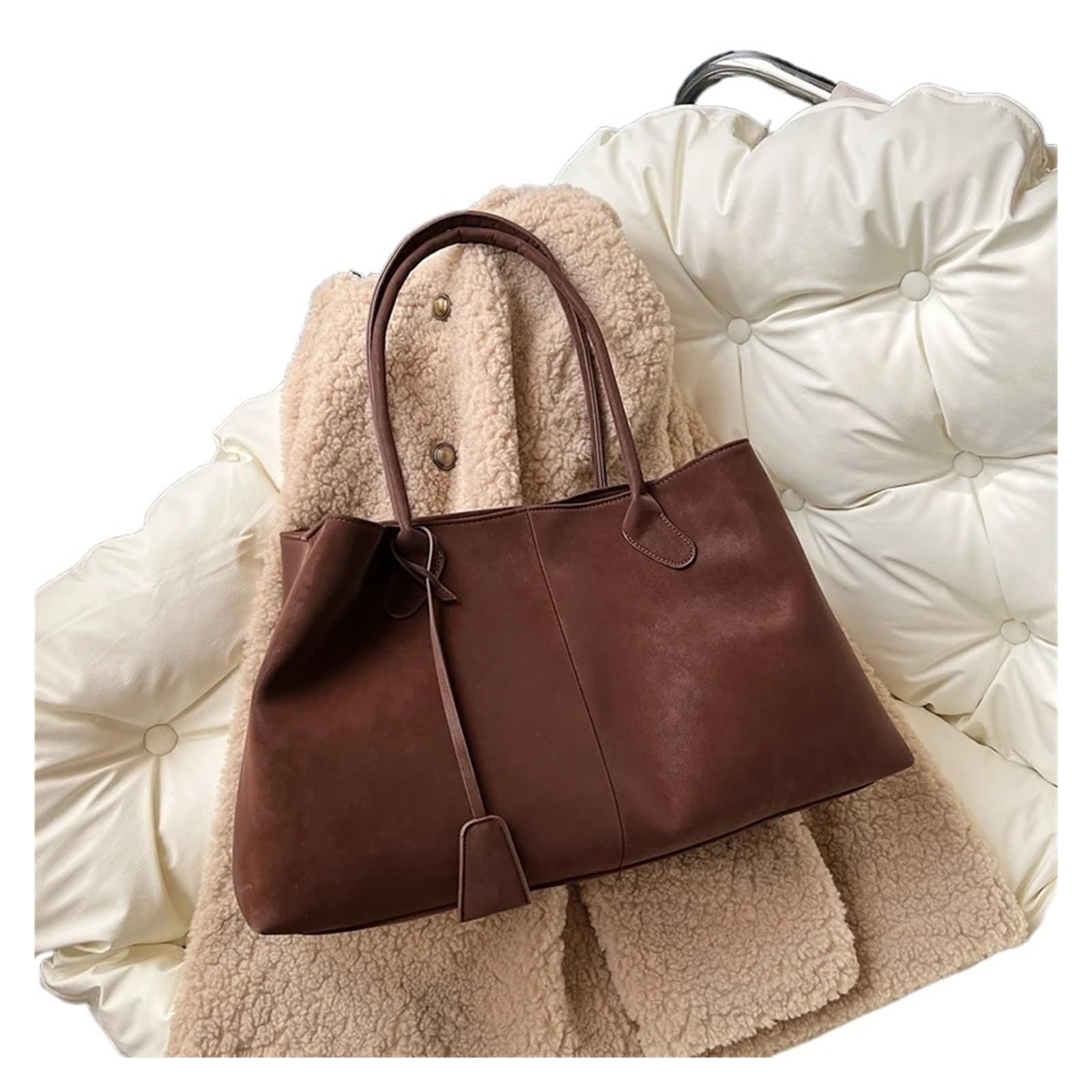 Borsa Tote da Pendolare Borsa a tracolla grande con manico corto e tinta unita for donna per Ufficio