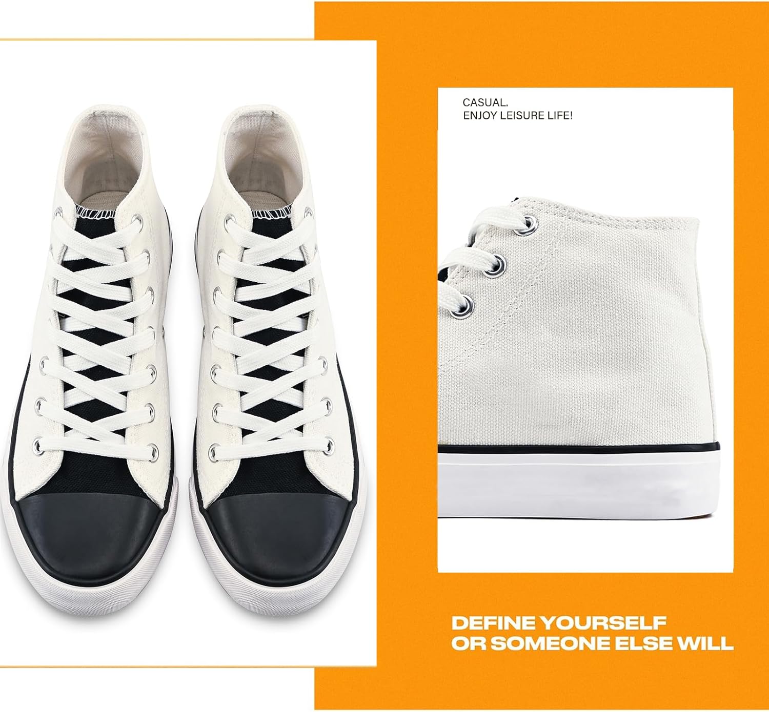 rosyclo Women's High Top Canvas Sneakers Fashion Lace-up Classic Casual Walking Shoes - Image 5