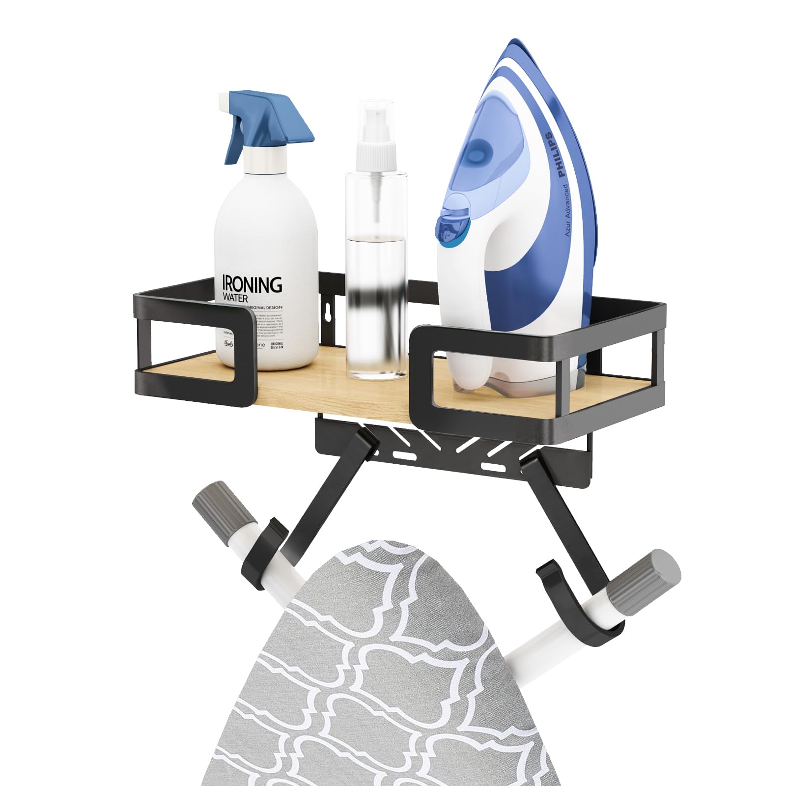 Ironing Board Holder Wall Mount, Iron Board Wall Hanger, Sewing, Laundry Room Organization, Black, T&V Shaped Space Saving Iron Holder for Laundry Room Decor and Accessories, Organization and Storage