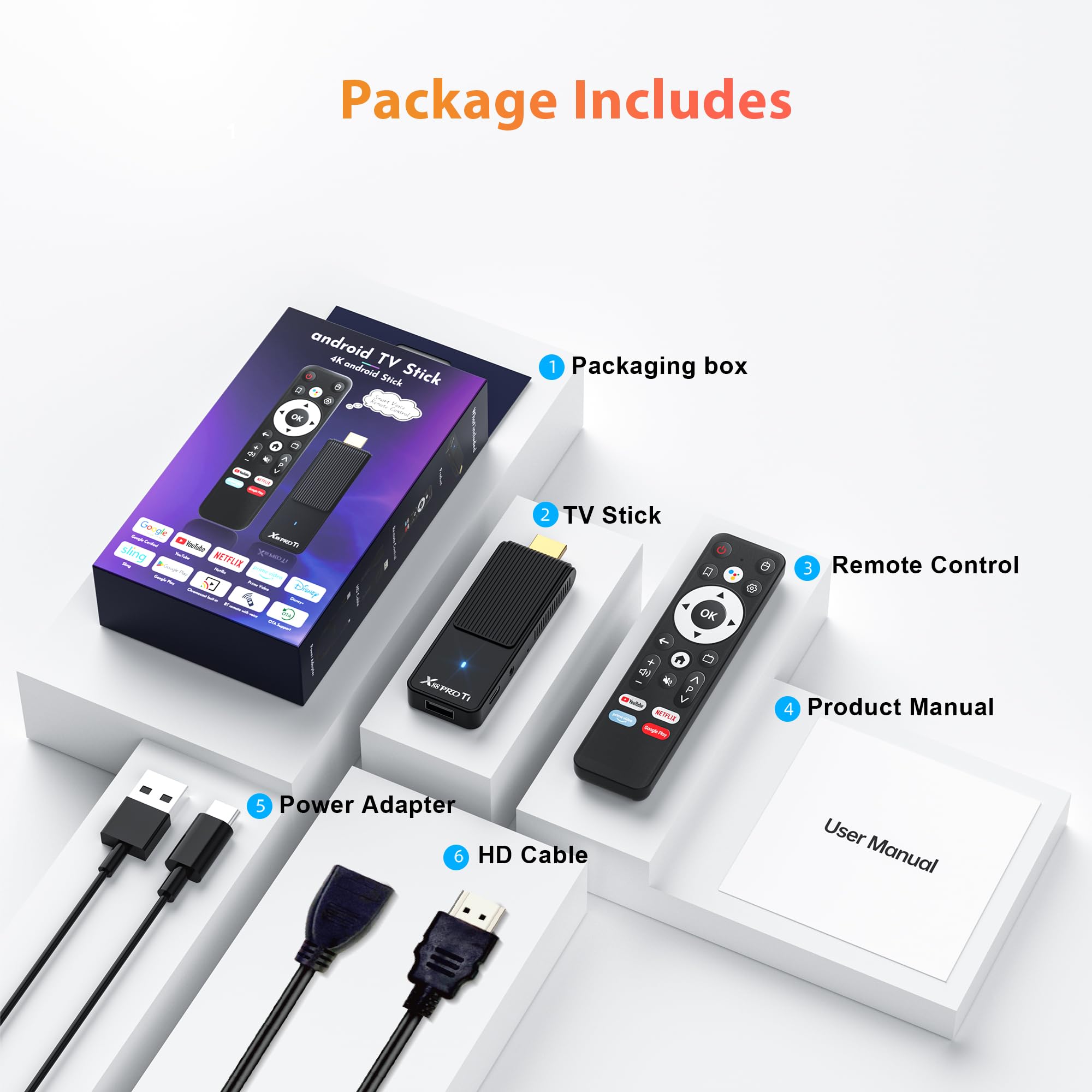 TV Stick Android 14.0 2026 4K Ultra HD TV-Stick 2 GB RAM 16 GB ROM RK3518 CPU Unterstützt 2,4/5GHz WiFi 6 BT 5.0 3D HDR10 Smart TV Box Streaming Media Player mit Assistant Sprachfernbedienung