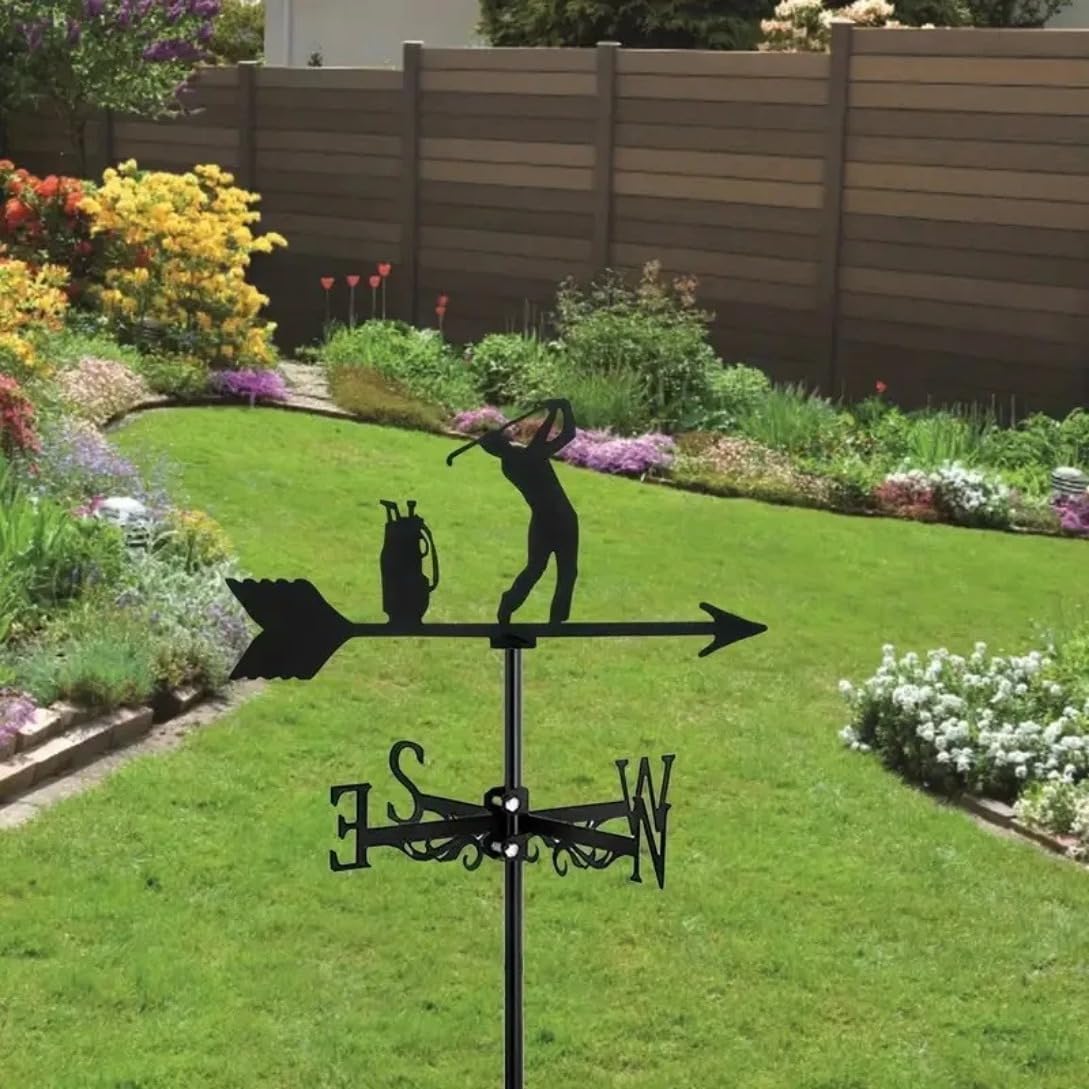 Metal Weather Vane Cat Rooftop Weathervane Black Rust-Proof Wind Direction Indicator for Garden Decor Fence Cottage Farmhouse Roof (Arrows)