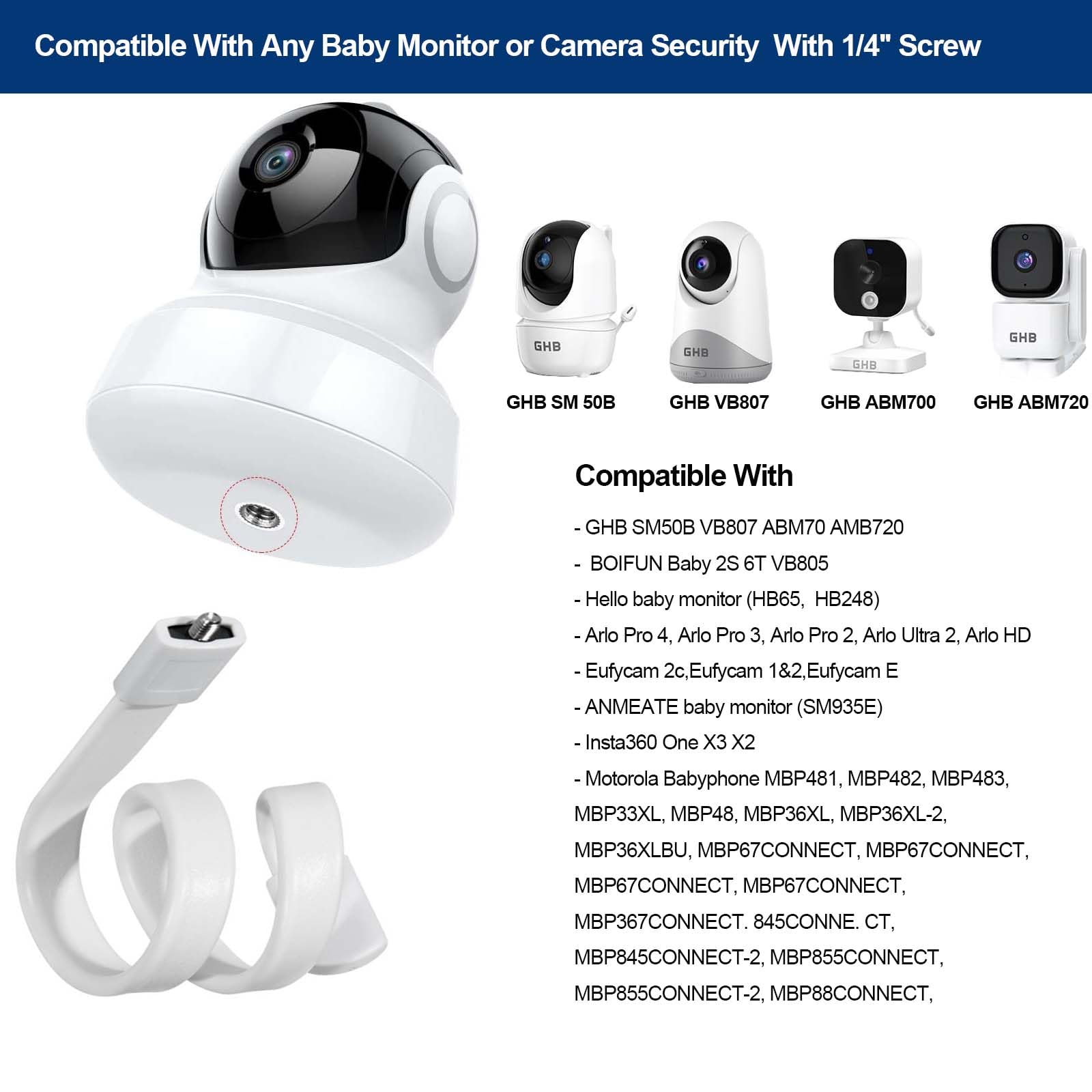 JAMUILS Flexible Twist Video Monitor Baby Monitor Holder with 1/4 Inch Screw, Security Camera Surveillance Camera Mount - Image 2