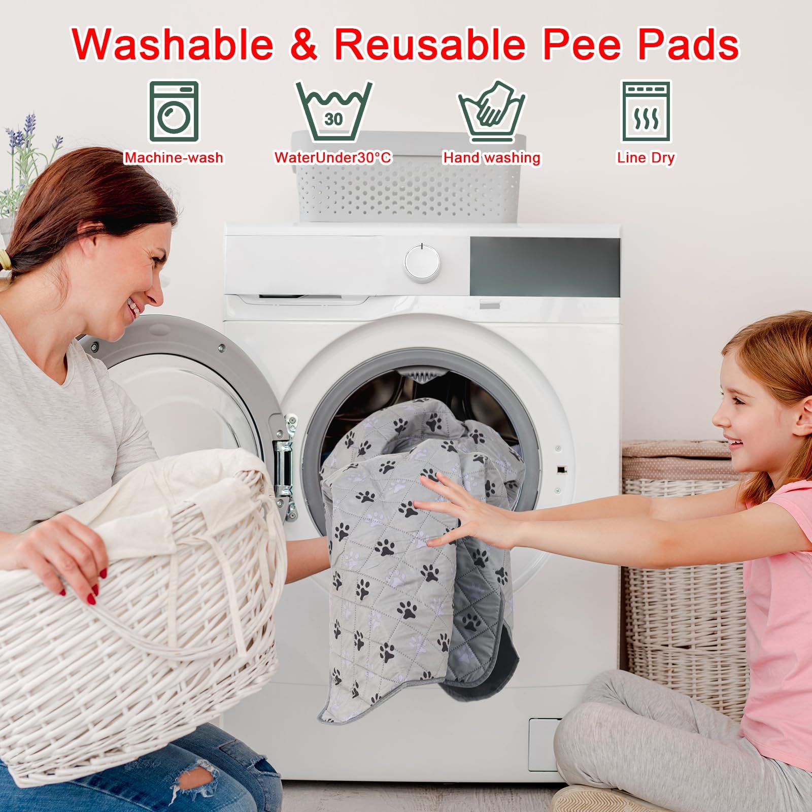 JERIA Paquete de 2 Almohadillas Reutilizables Lavables para orina para Perros, Antideslizantes, Impermeables, absorbentes y a Prueba de Fugas, Almohadillas de Entrenamiento para Mascotas (72 x 72